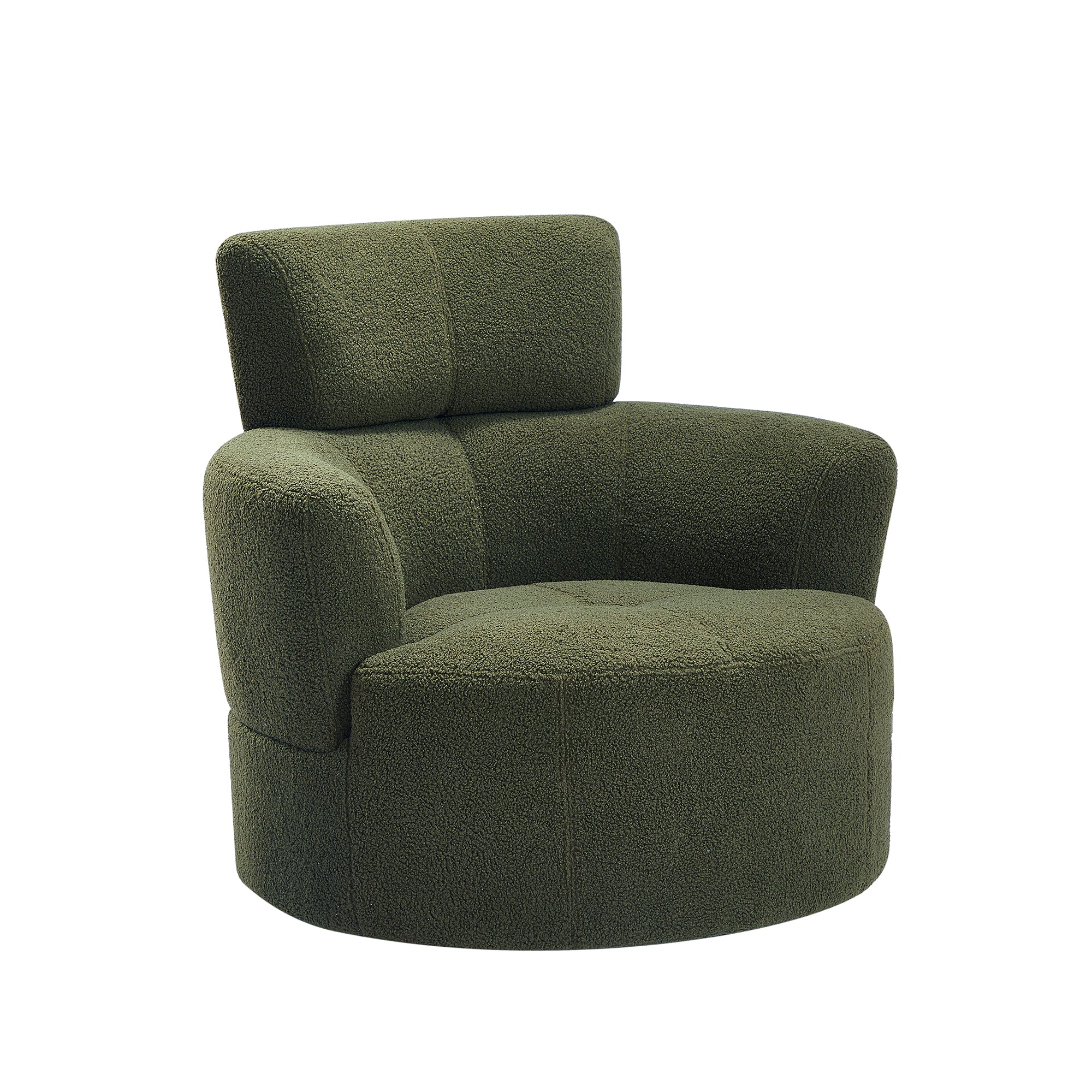 Cascade Boucle Swivel  Round Sofa Chair with Adjustable Headrest