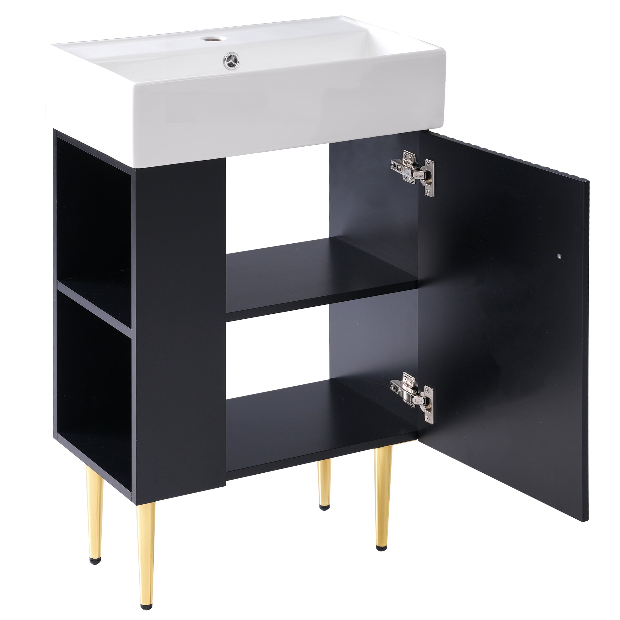 Ouray 22" Bathroom Vanity with Ceramic Sink and Left-Side Open Shelves
