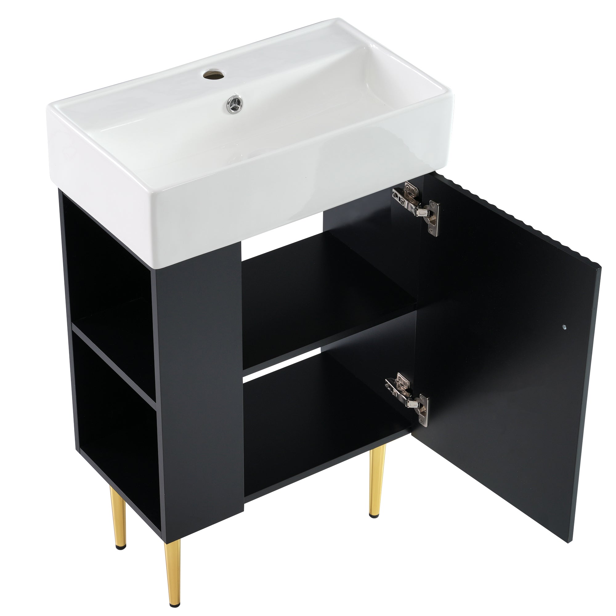 Ouray 22" Bathroom Vanity with Ceramic Sink and Left-Side Open Shelves