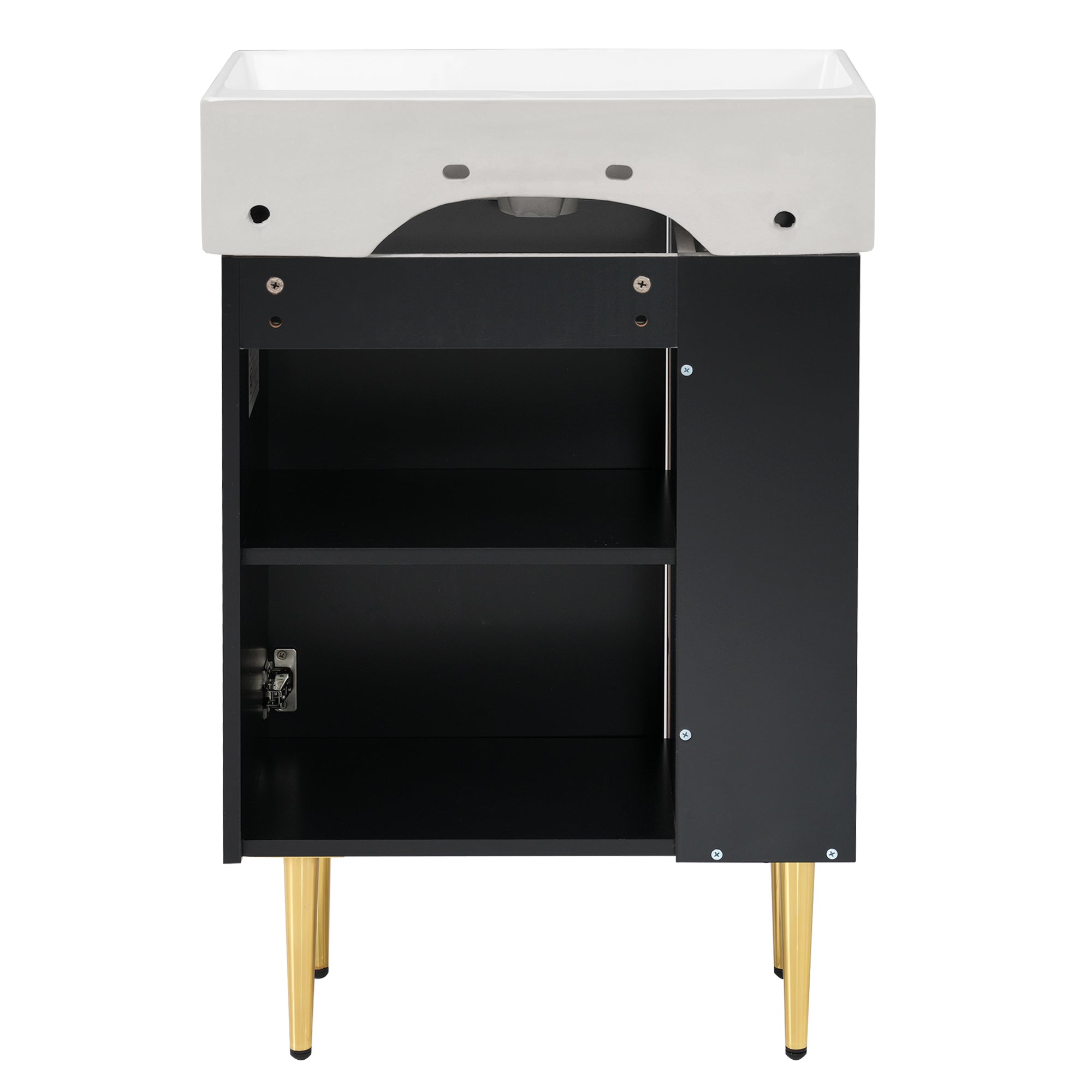 Ouray 22" Bathroom Vanity with Ceramic Sink and Left-Side Open Shelves
