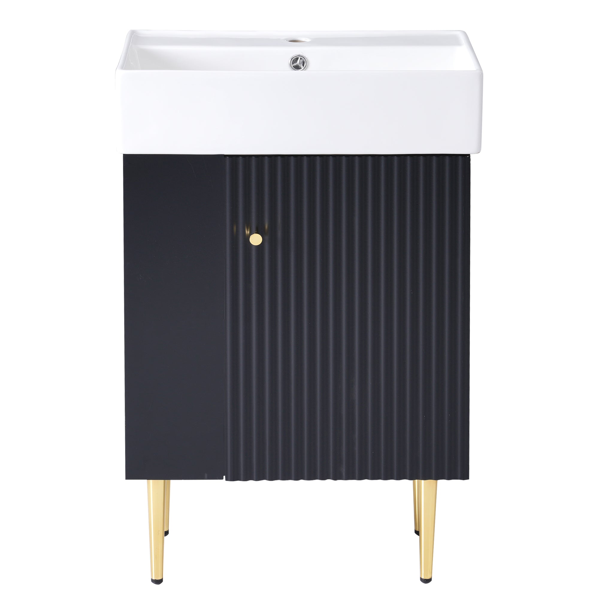 Ouray 22" Bathroom Vanity with Ceramic Sink and Left-Side Open Shelves