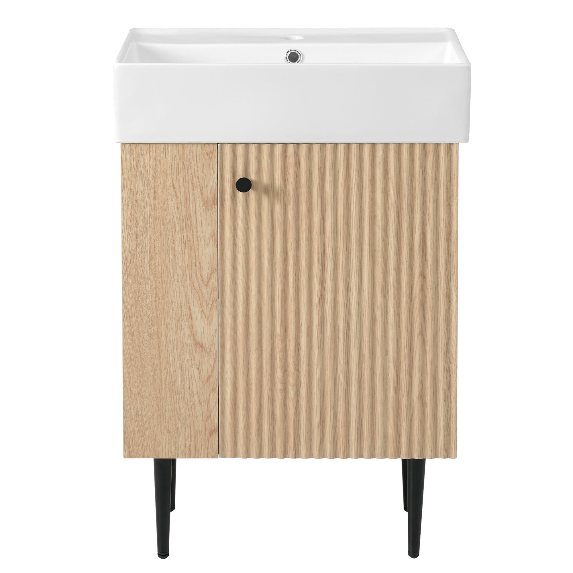 Ouray 22" Bathroom Vanity with Ceramic Sink and Left-Side Open Shelves