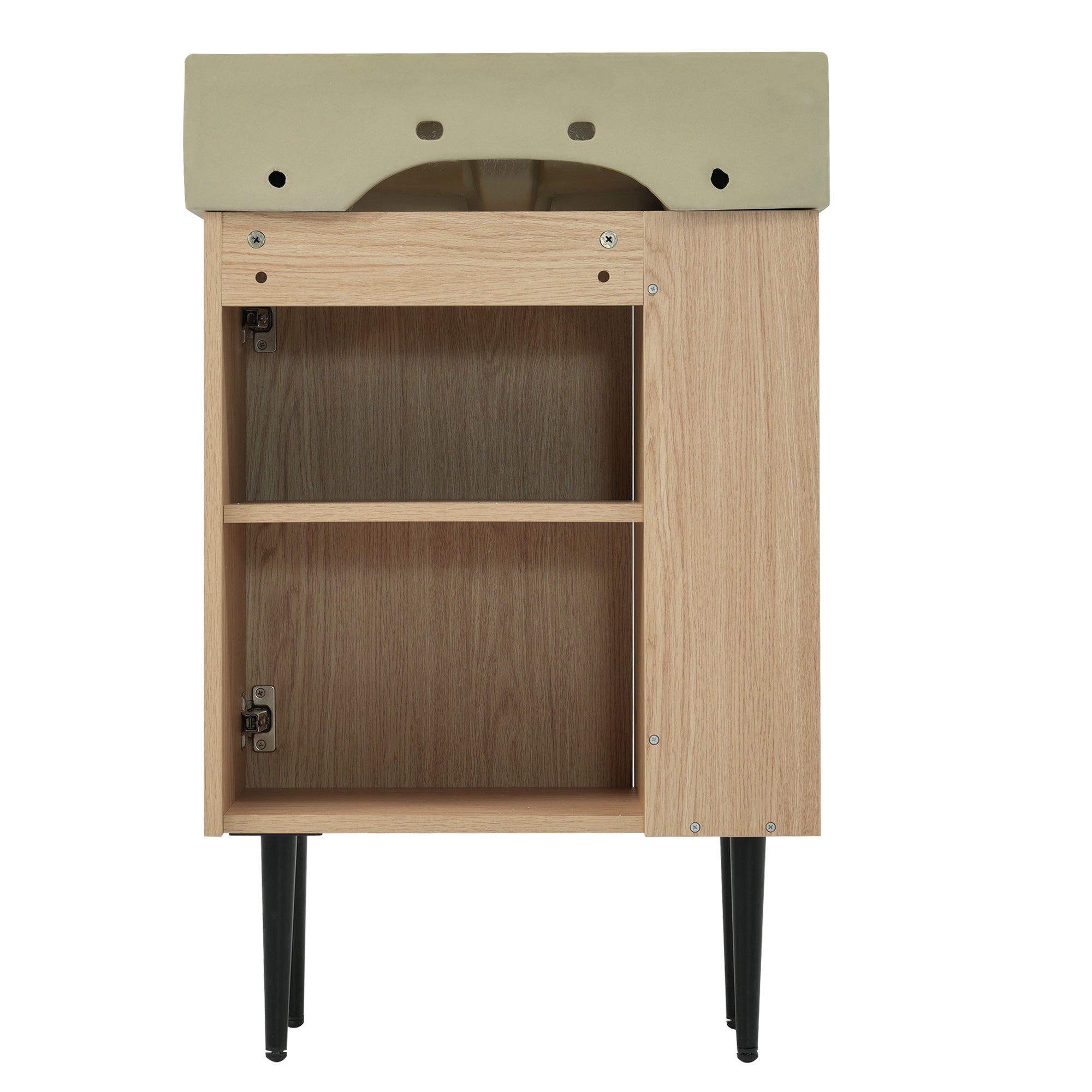 Ouray 22" Bathroom Vanity with Ceramic Sink and Left-Side Open Shelves
