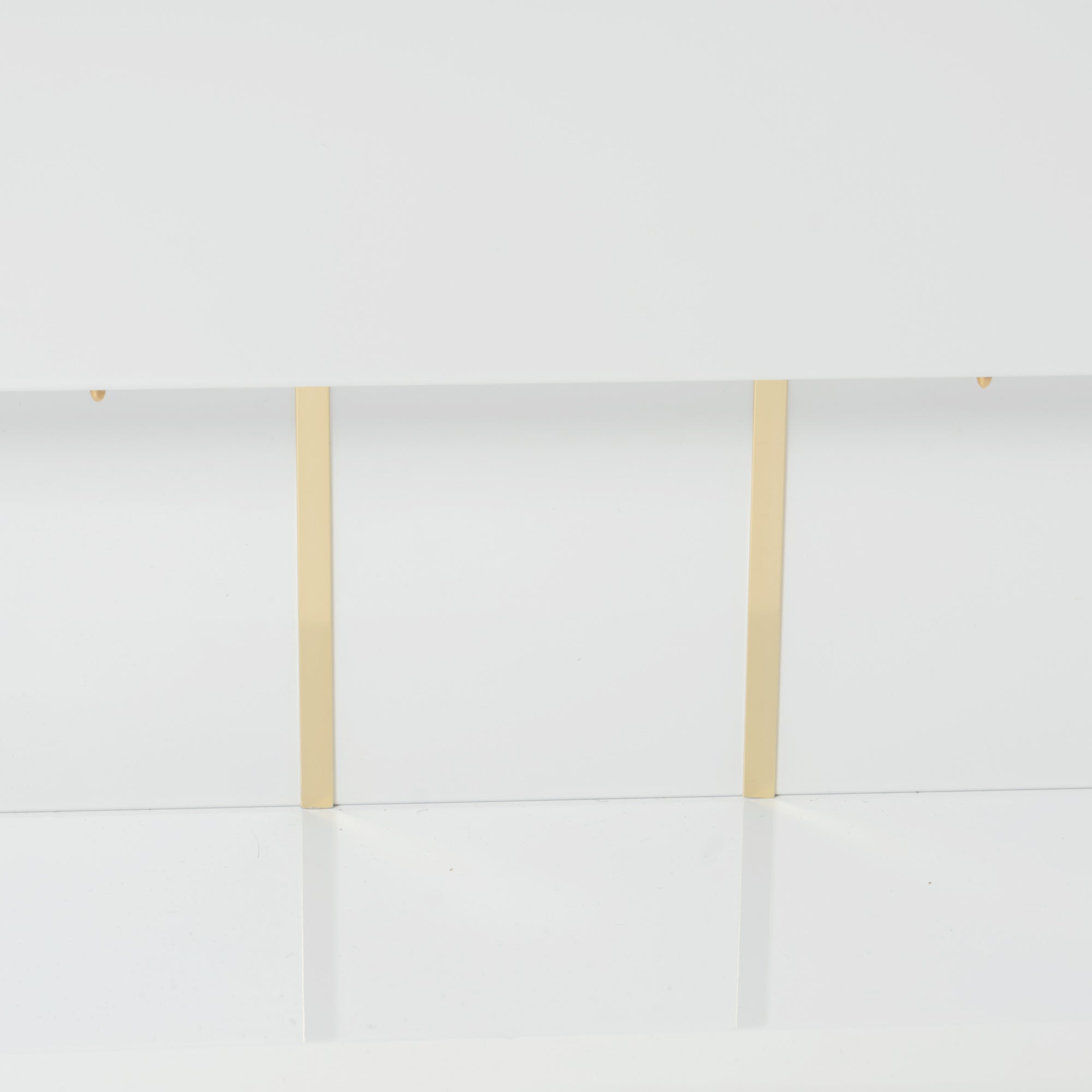 QUINBY High Gloss White Extendable Dining Table Pedestal Base Rounded Corners Modern Kitchen Table