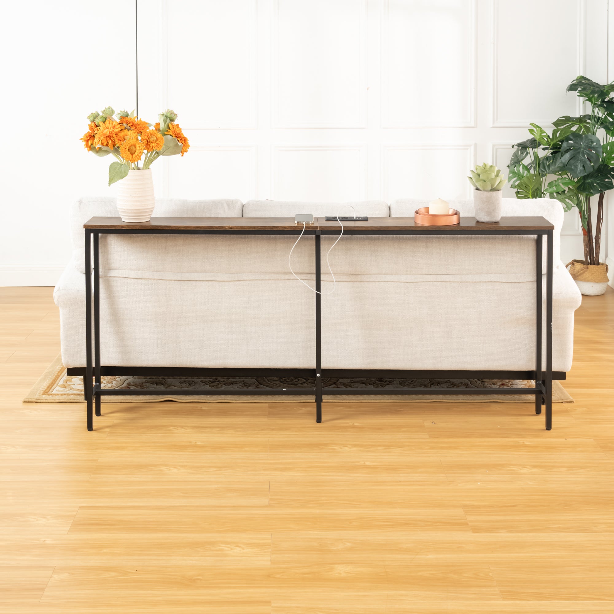 Jamile Narrow Console Table with Charging Station