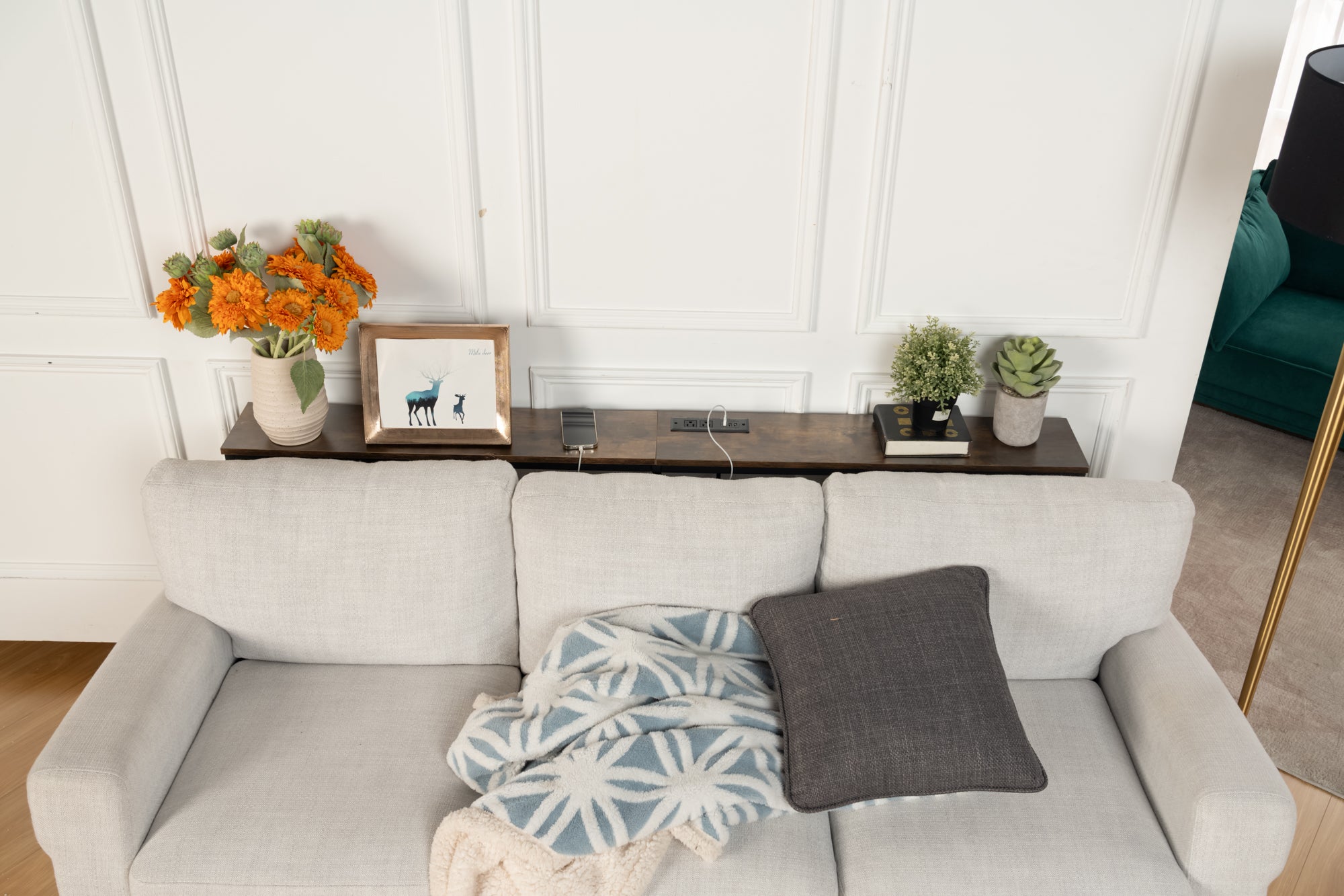 Jamile Narrow Console Table with Charging Station