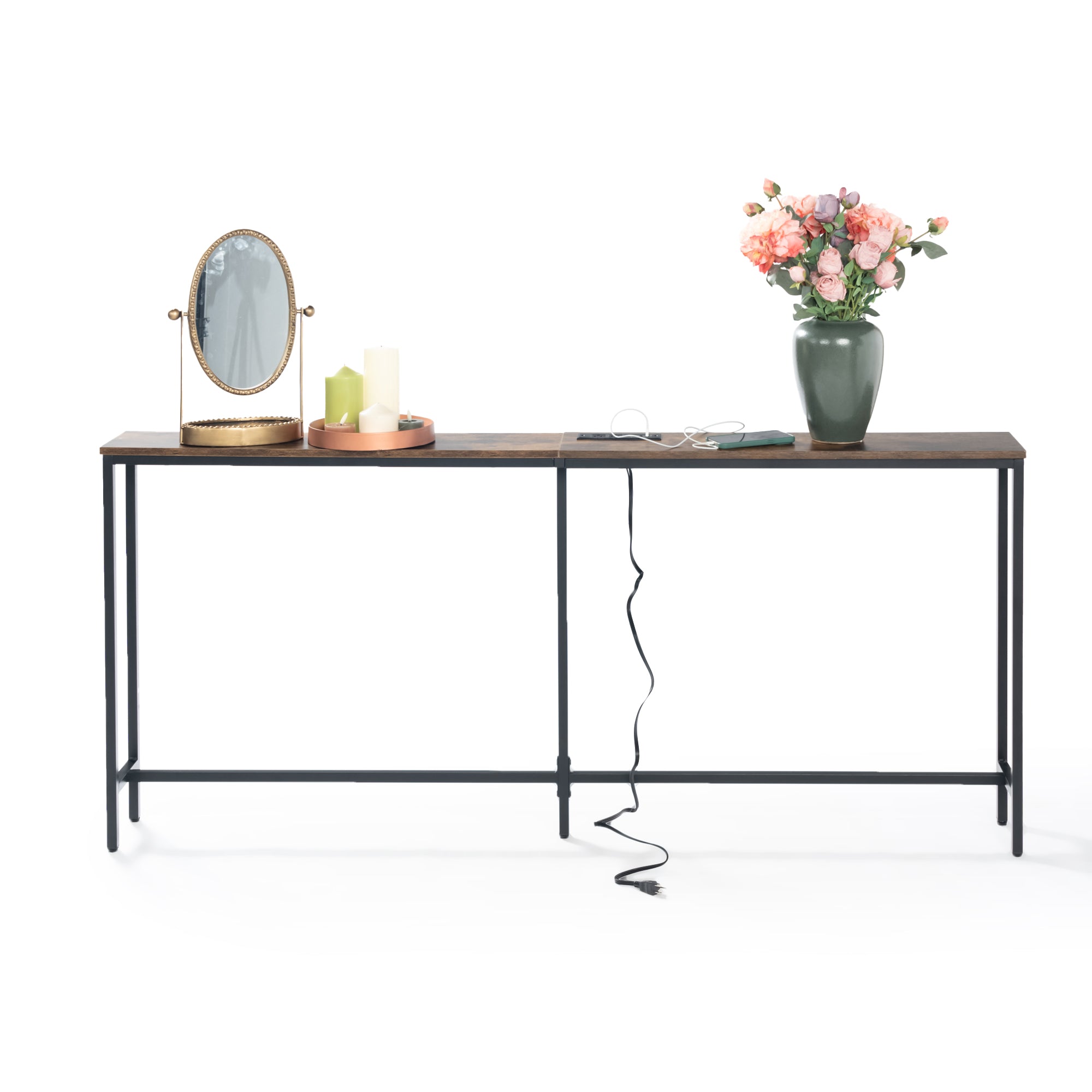 Jamile Narrow Console Table with Charging Station