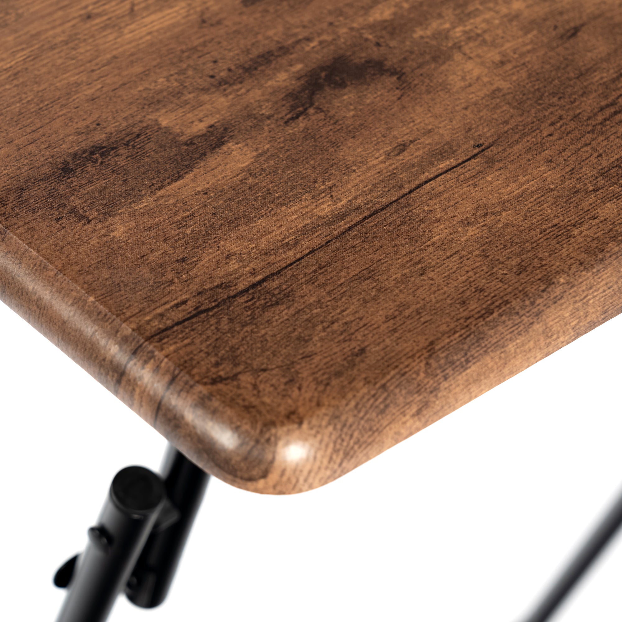 Folding TV Tray Table, 18.9" Wide Rustic Wood Top, Metal Frame, No Assembly, Portable Snack Table for Sofa or Bed, Black