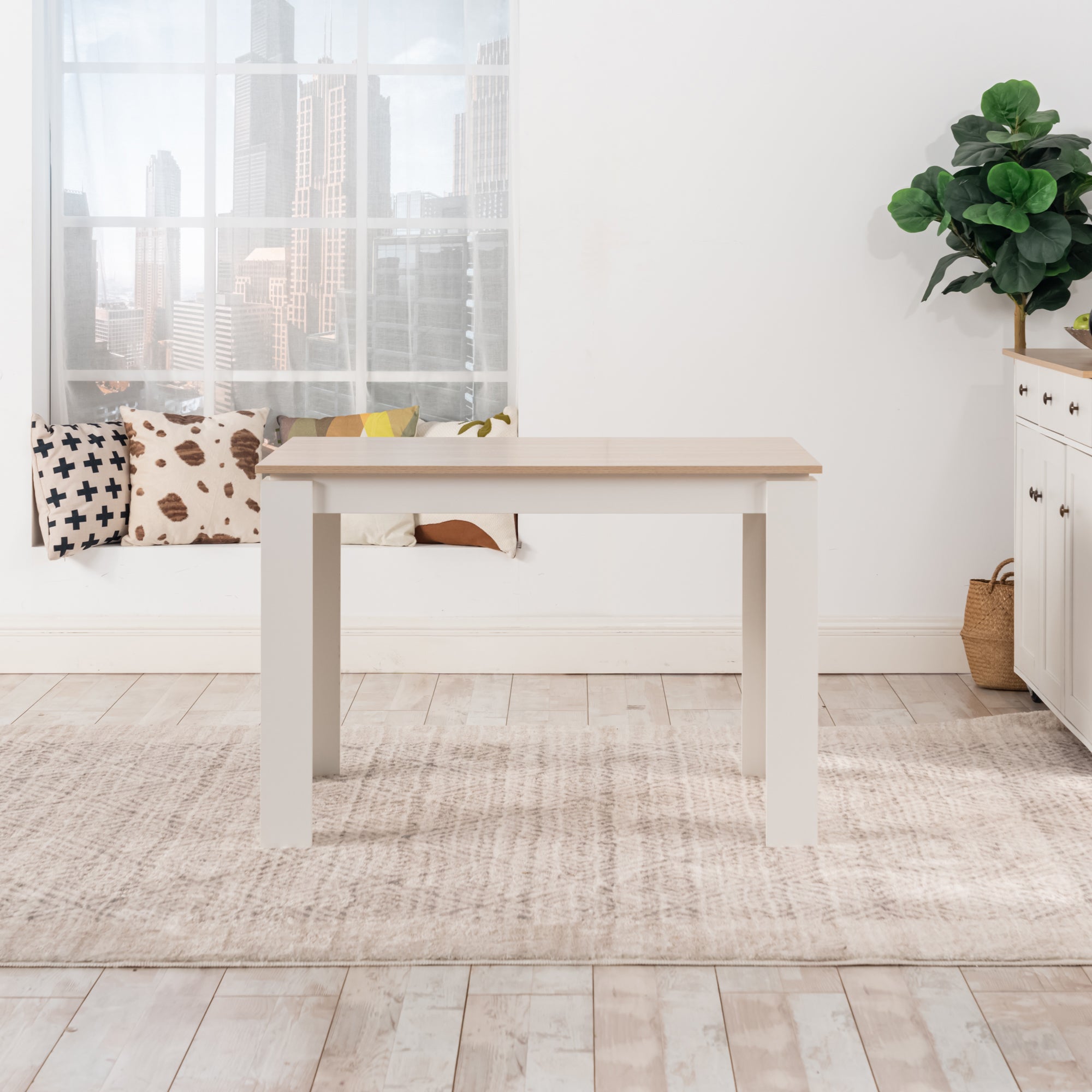 MUSK 47" Rectangular Dining Table, Walnut Wood Look Top and Legs, Seats 4, 47.2 × 27.6 × 29.5 in