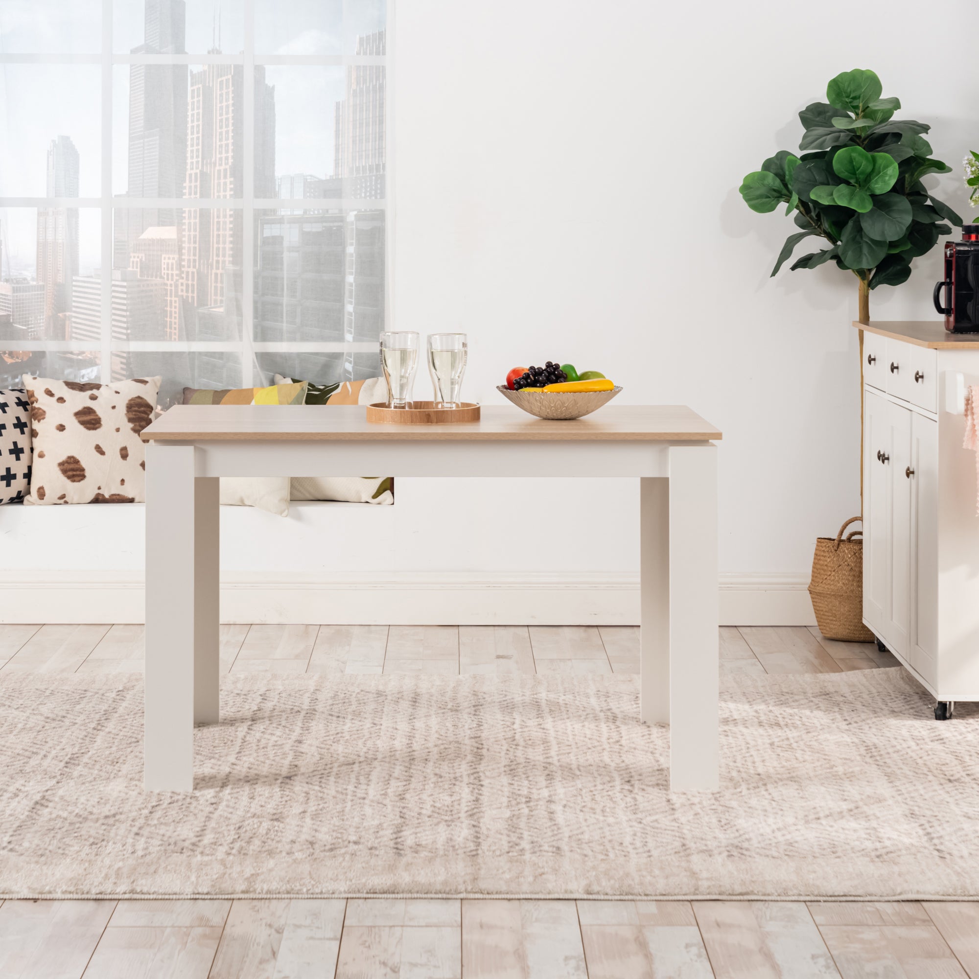 MUSK 47" Rectangular Dining Table, Walnut Wood Look Top and Legs, Seats 4, 47.2 × 27.6 × 29.5 in