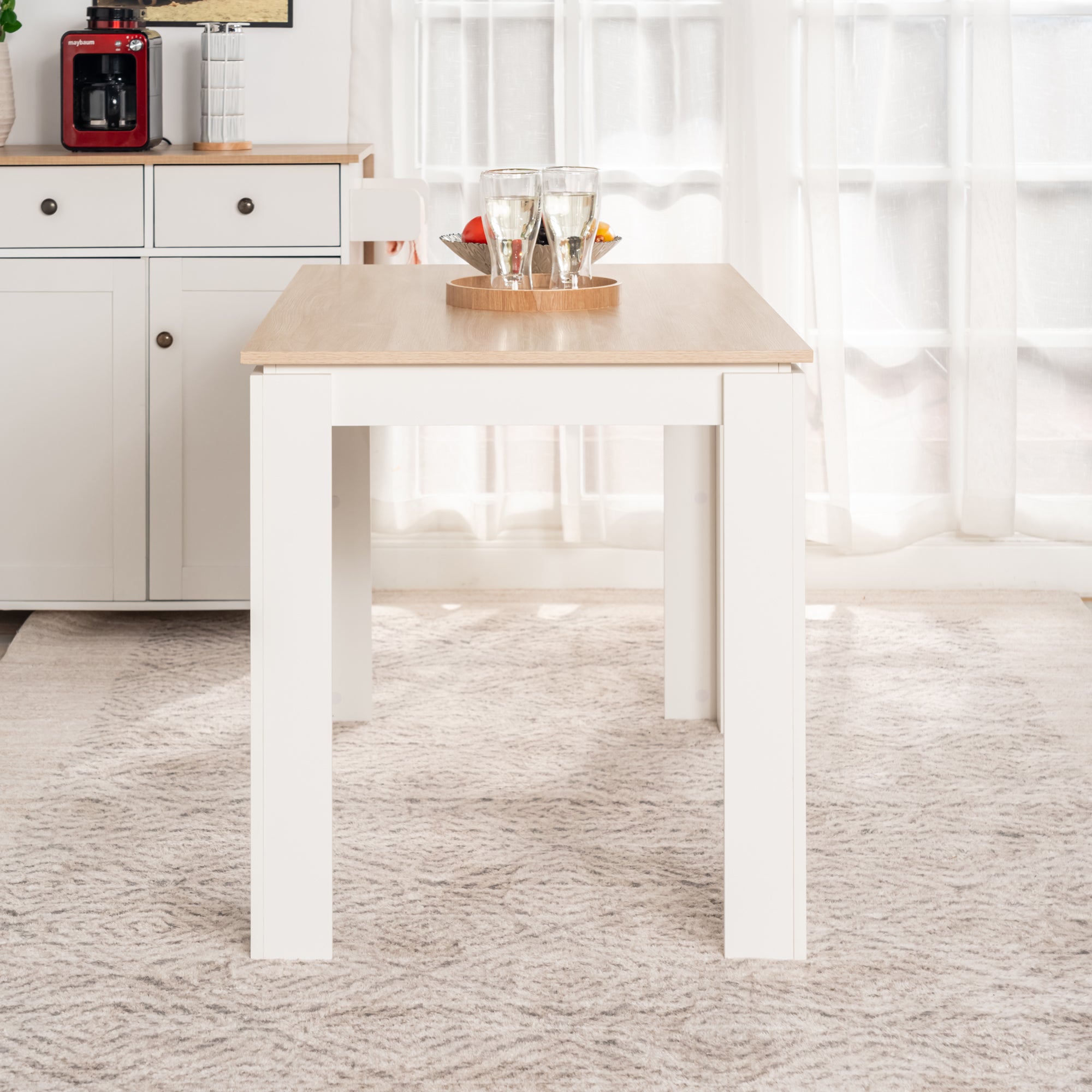 MUSK 47" Rectangular Dining Table, Walnut Wood Look Top and Legs, Seats 4, 47.2 × 27.6 × 29.5 in