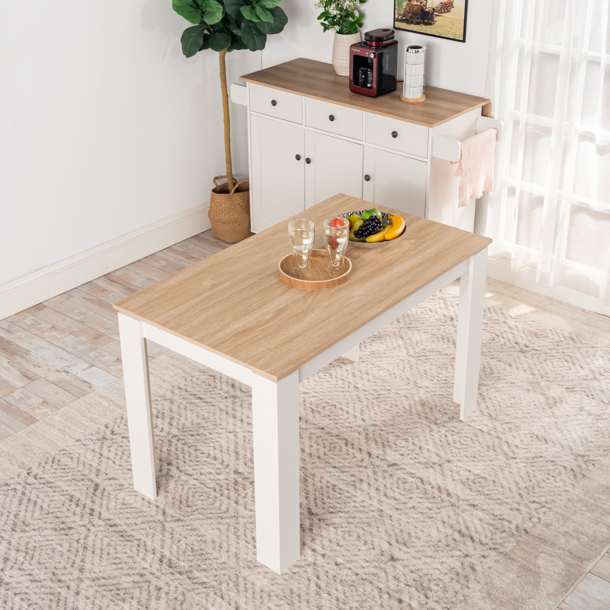 MUSK 47" Rectangular Dining Table, Walnut Wood Look Top and Legs, Seats 4, 47.2 × 27.6 × 29.5 in