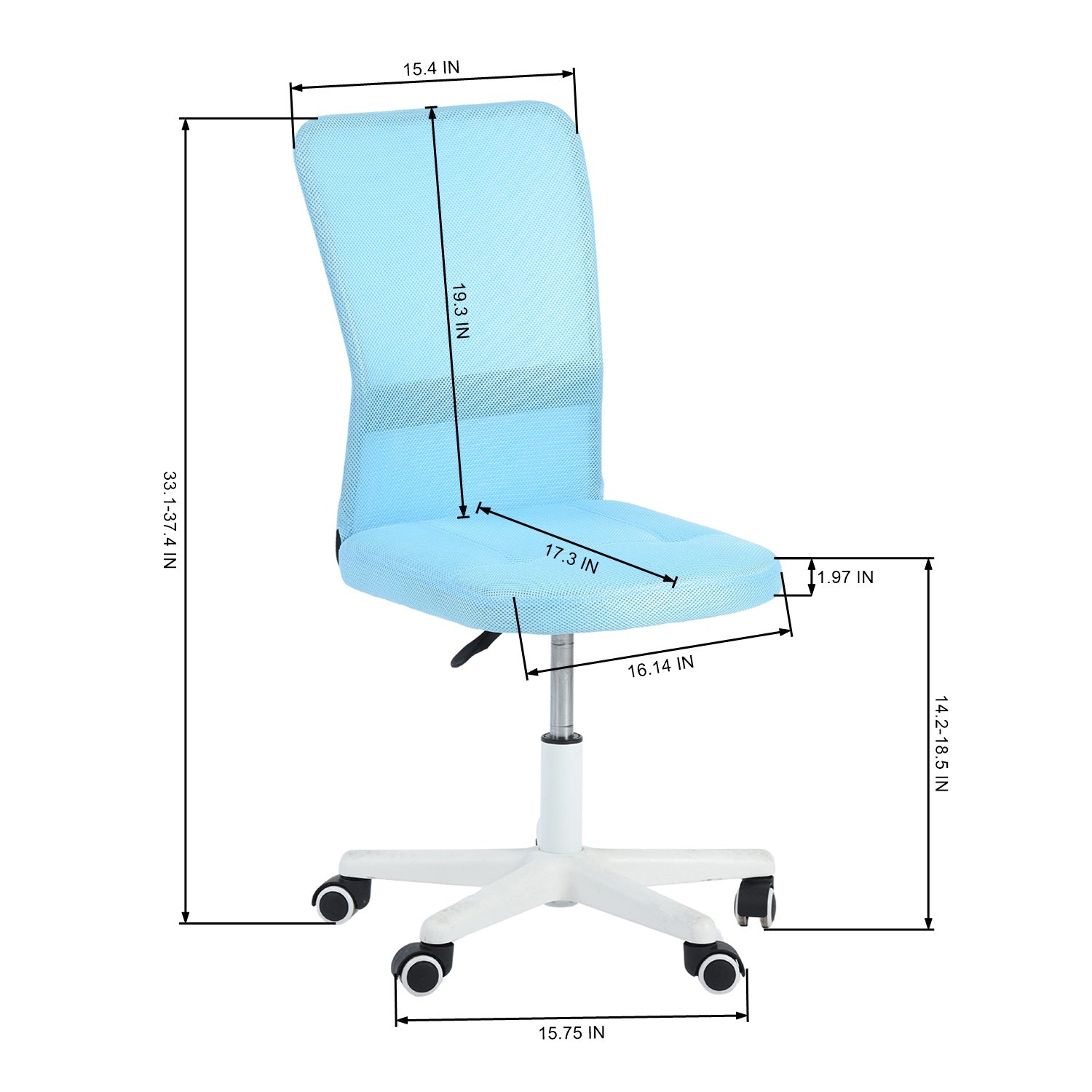Homy Casa PAEROA BLUE NL Office Chair "19.69'' L x 16.14'' W x 37.01'' H" Ergonomic Mesh Seating