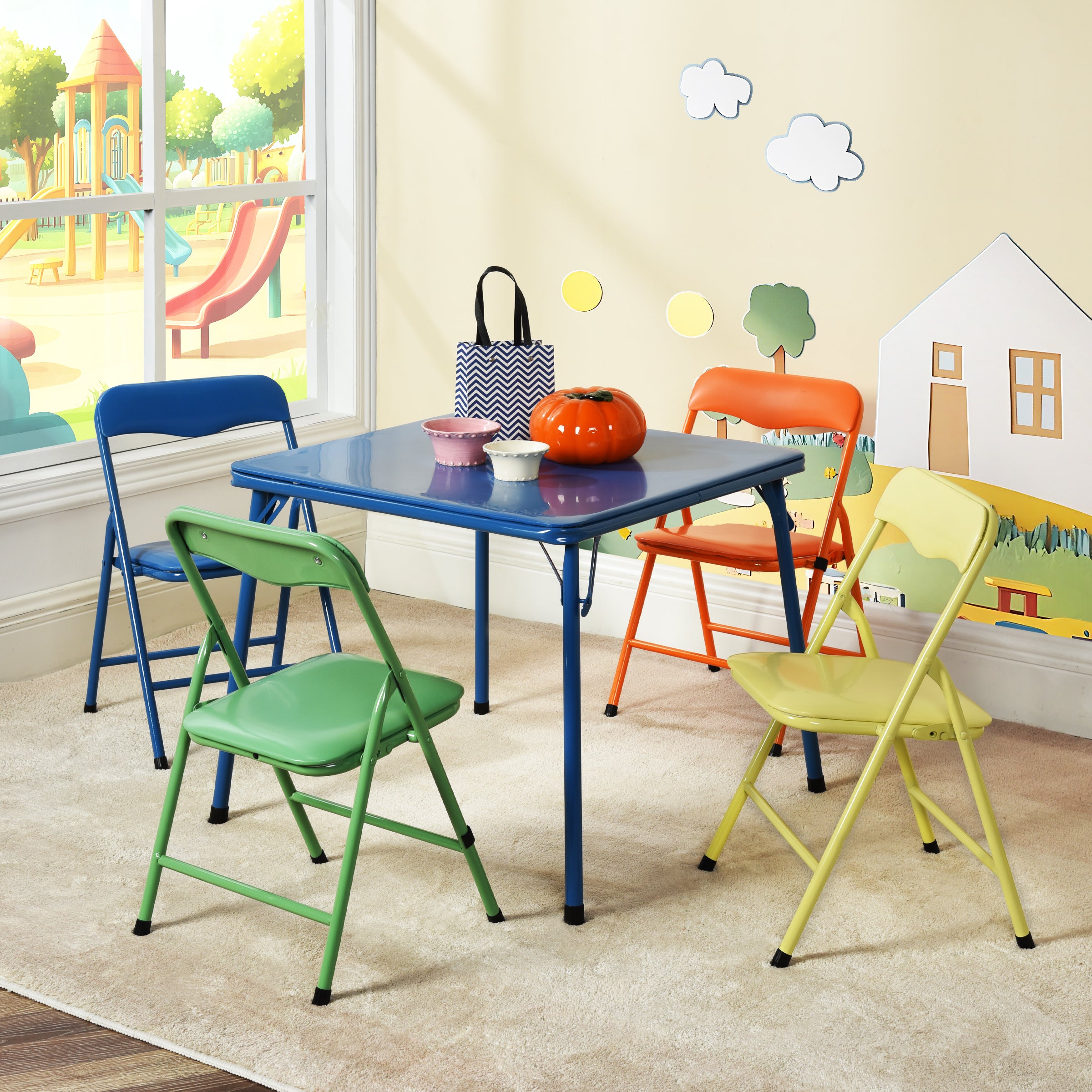 Homy Casa Activity Table and Chair Set "24" x 24" Table, 13" x 13" Chairs for Playroom, Study, and Crafts Open Box
