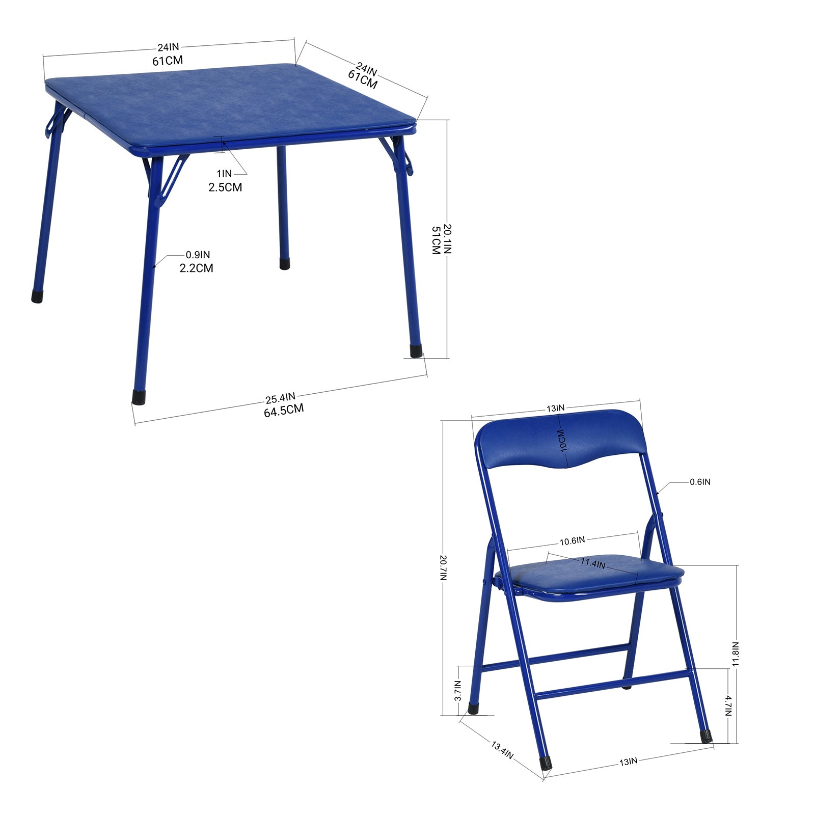 Page 5PC Small Foldable Set 24” Blue Table with 4 Assorted Colors Chairs for Playrooms & Classrooms