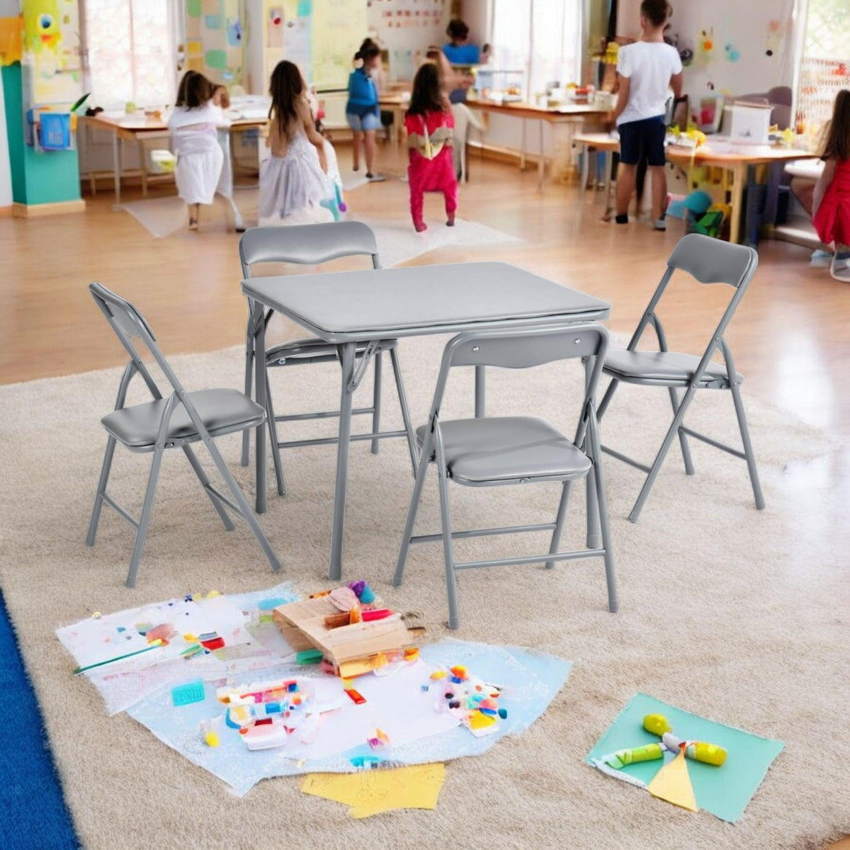 Homy Casa Page Gray 24" 5PC Small Activity Table and Chair Set Open Box