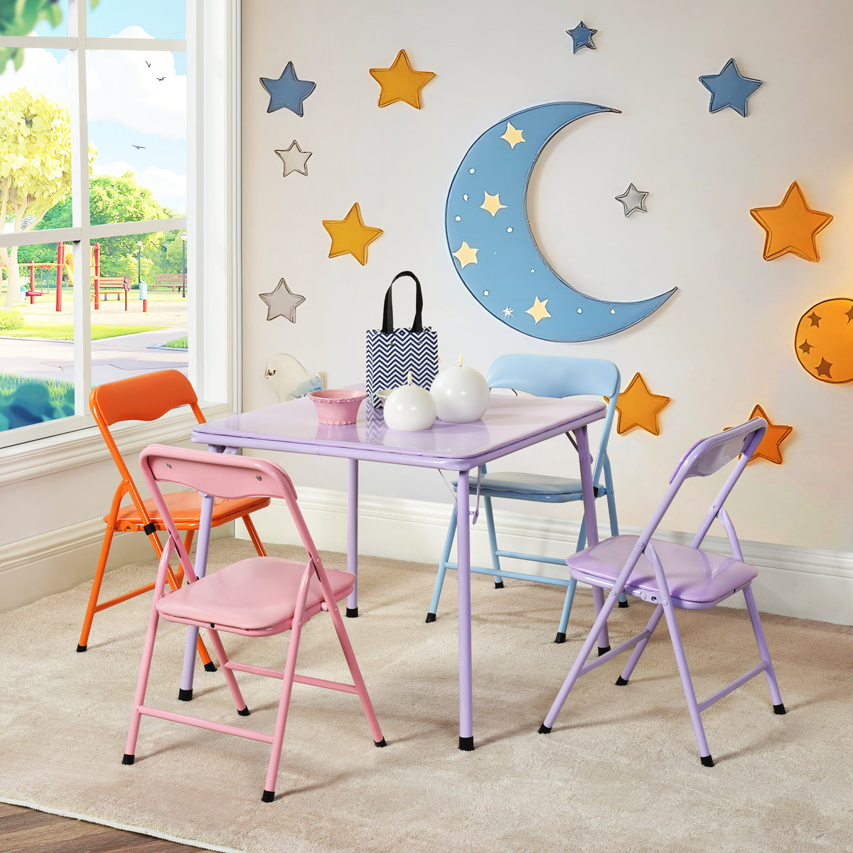 Homy Casa PAGE COLOR NEW V1 5PCS Table and Chair Set  for Playroom and Study Open Box