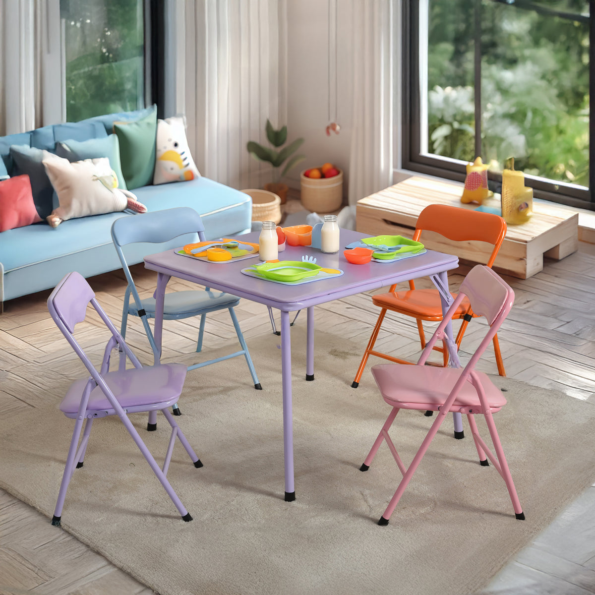 Homy Casa PAGE COLOR NEW V1 5PCS Table and Chair Set  for Playroom and Study Open Box