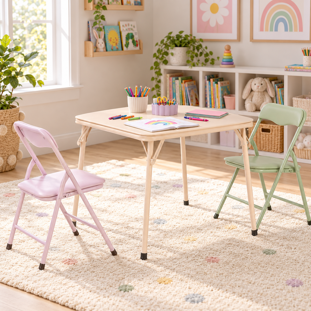 Homy Casa Page V2 24" Small Table and Two Chairs, Three Piece Activity Set