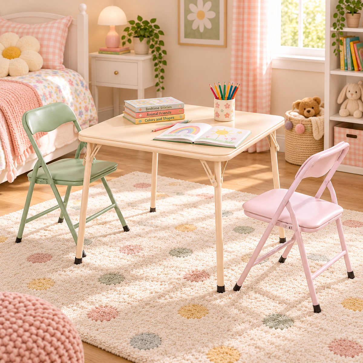 Homy Casa Page V2 24" Small Table and Two Chairs, Three Piece Activity Set