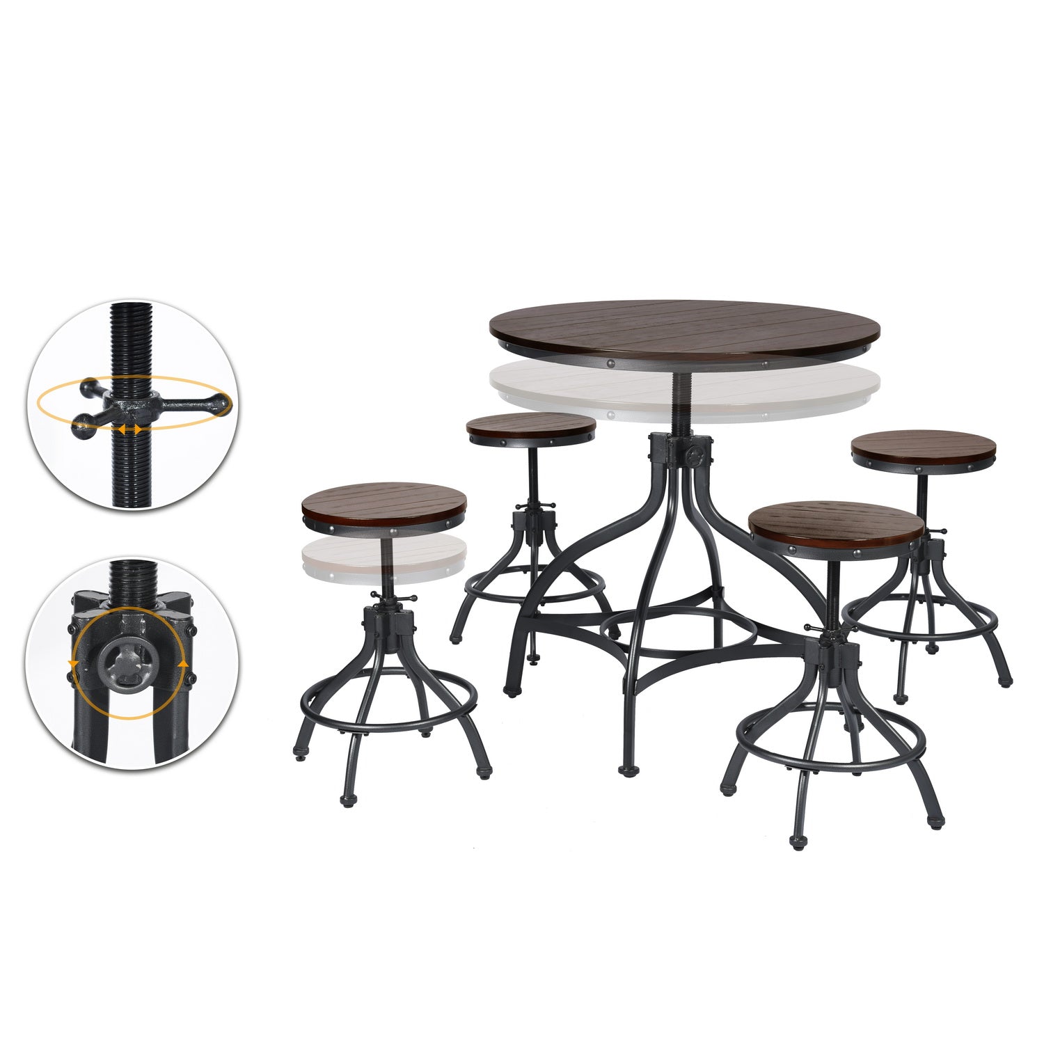 Homy Casa PANDORA 5 PCS Dining Table and Chair Set for Kitchen, Dining, or Small Spaces Open Box