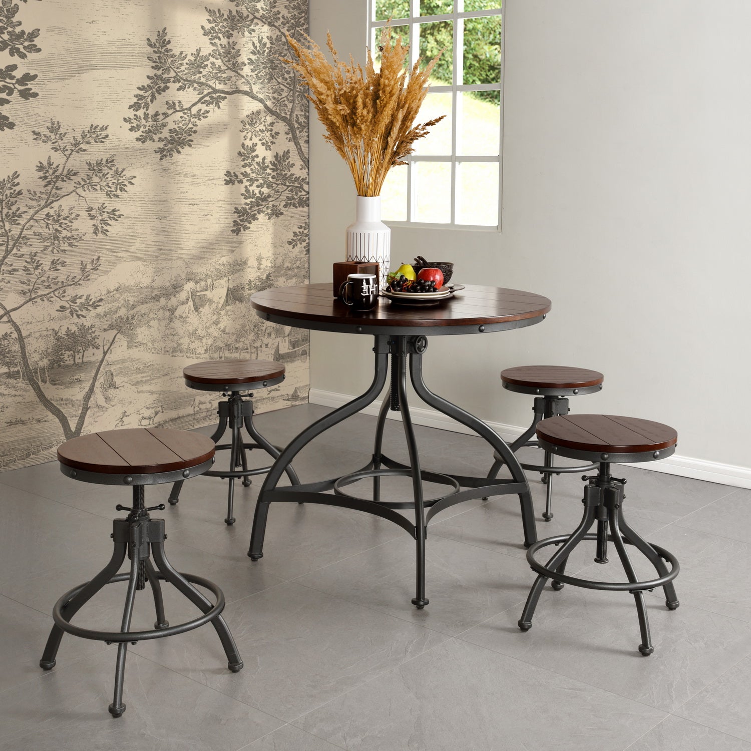 Homy Casa PANDORA 5 PCS Dining Table and Chair Set for Kitchen, Dining, or Small Spaces Open Box