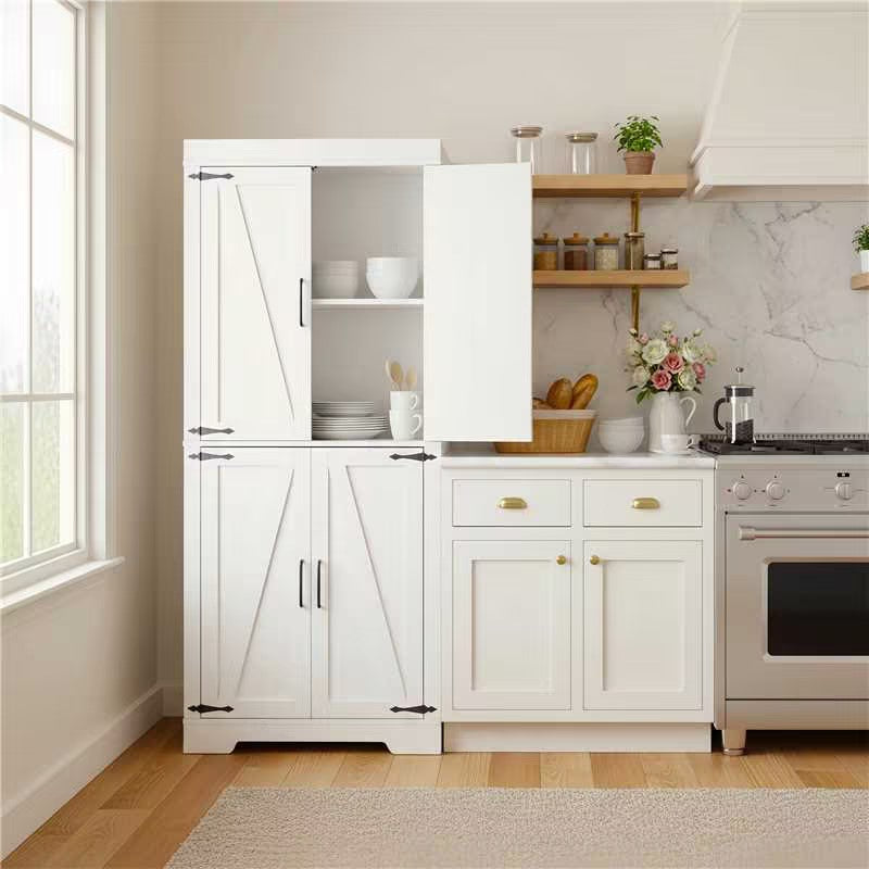 Homy Casa PANEM 68.1" Tall Storage Cabinet with Adjustable Shelves and Double Doors