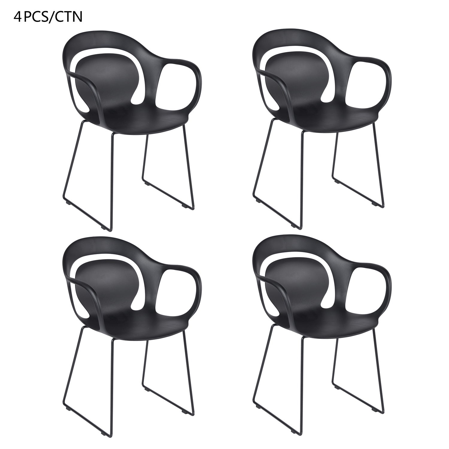Homy Casa ROOKIE S+PHIL 5-Piece Black Dining Set with 43.3" Square Leg Table and 4 Chairs Open Box