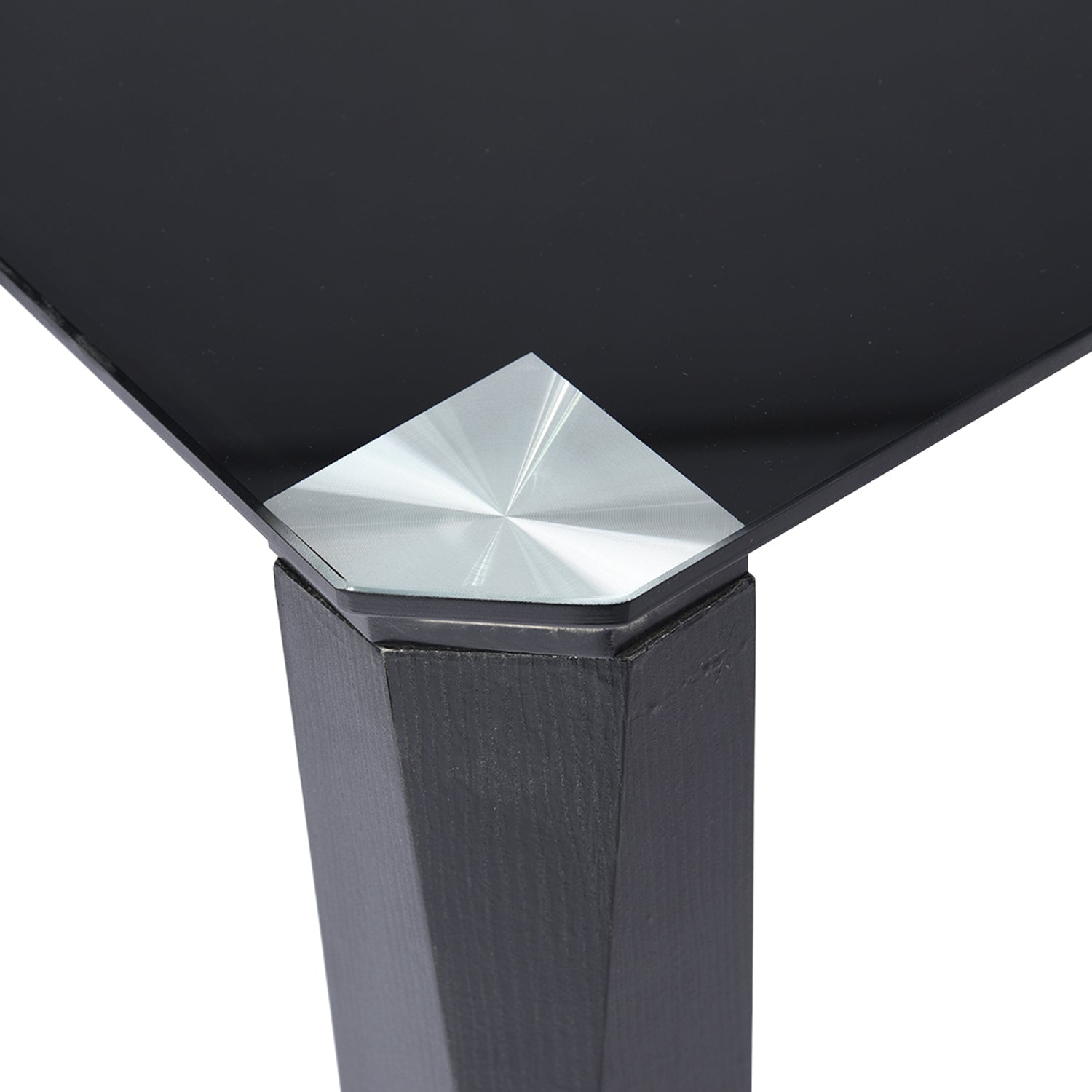 Homy Casa PIRLO Dining Table 47.2” Black Glass Top Modern Kitchen Table