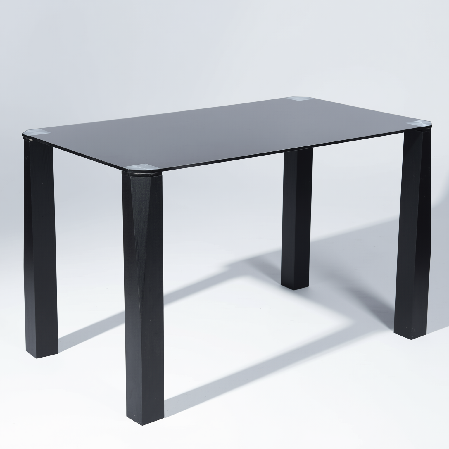 Homy Casa PIRLO Dining Table 47.2” Black Glass Top Modern Kitchen Table