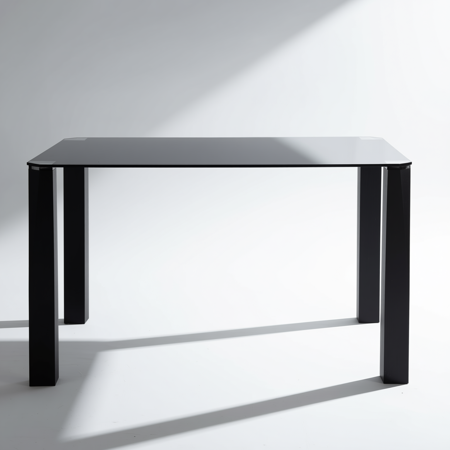 Homy Casa PIRLO Dining Table 47.2” Black Glass Top Modern Kitchen Table