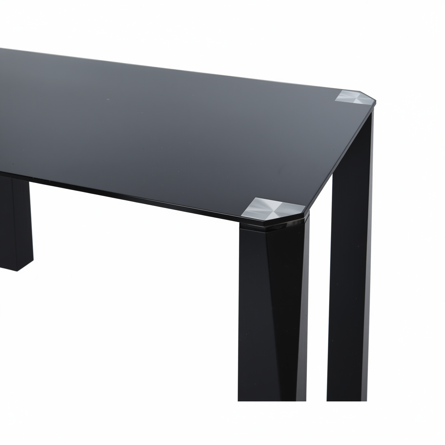 Homy Casa PIRLO Dining Table 47.2” Black Glass Top Modern Kitchen Table