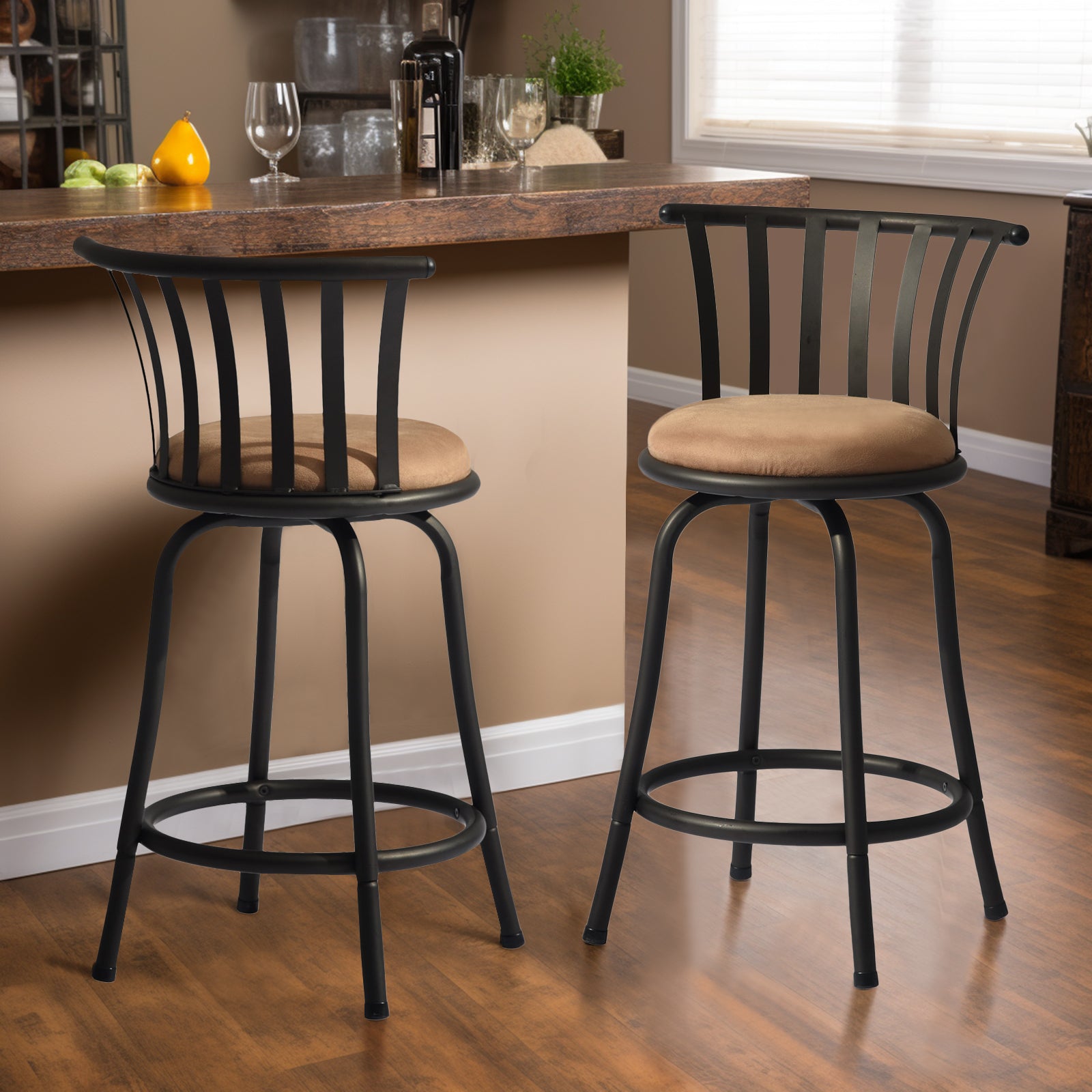 Pistil Adjustable Microsuede Barstools Set of 2