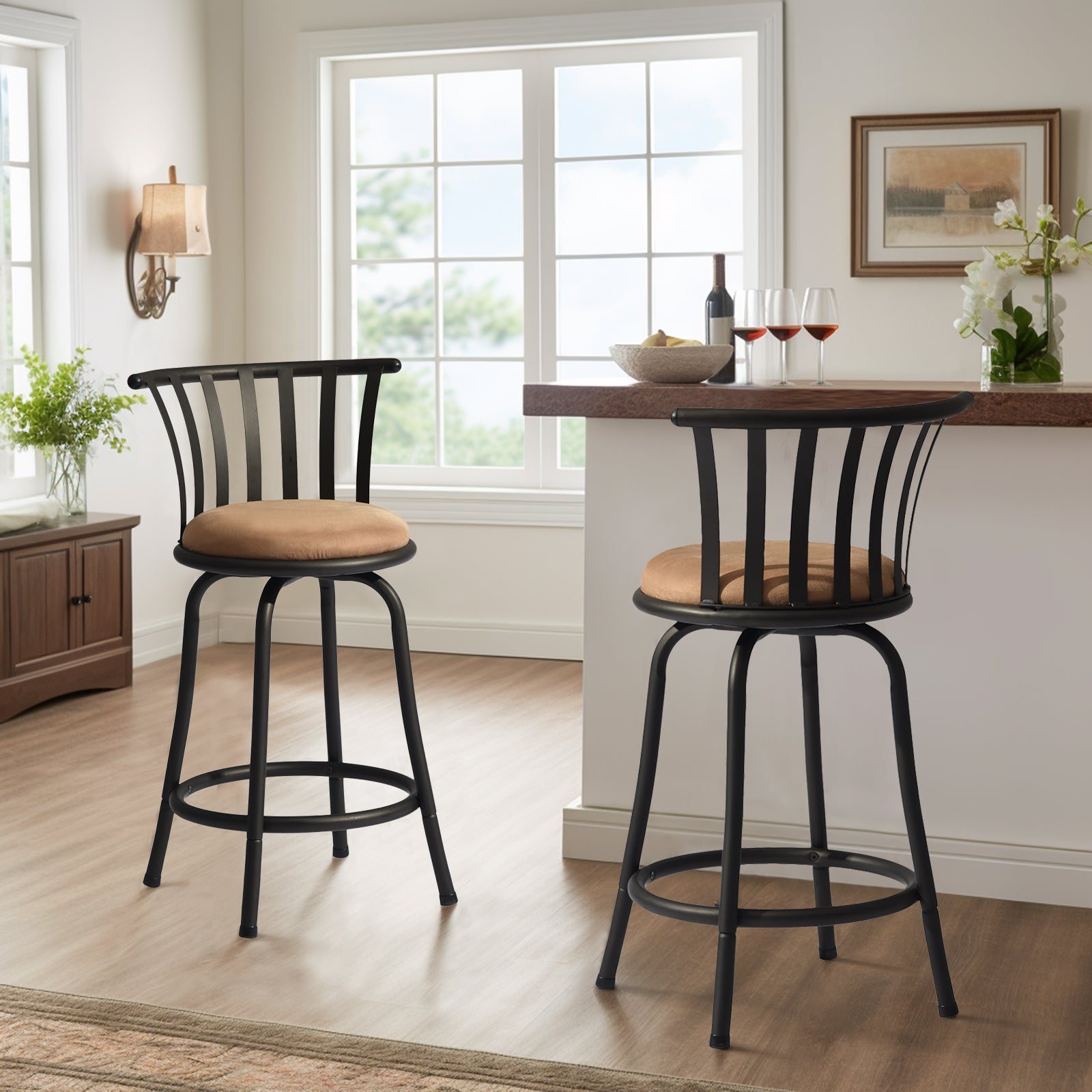Pistil Adjustable Microsuede Barstools Set of 2