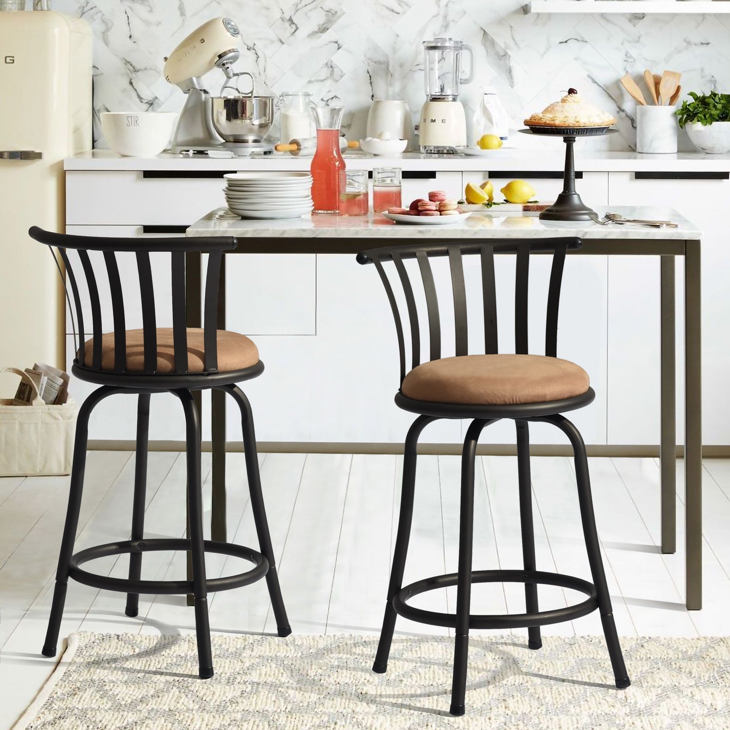 Homy Casa PISTIL 2PC 24“ Adjustable Counter Barstool Bronze Frame Suede Seat
Display Sample