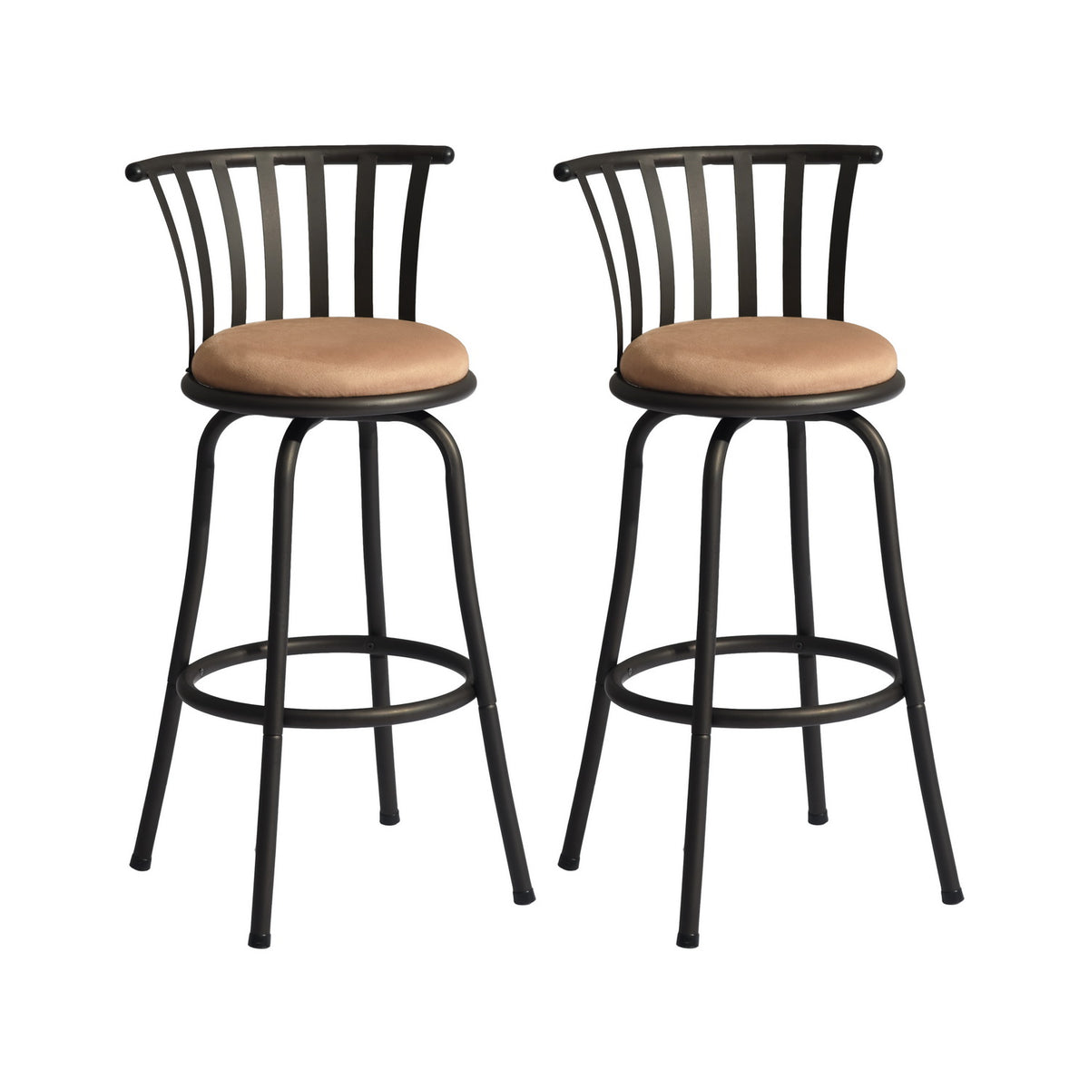 Homy Casa Pistil 24~29" Seat Height Adjustable Brown Suede Bar Stools, Set of 2