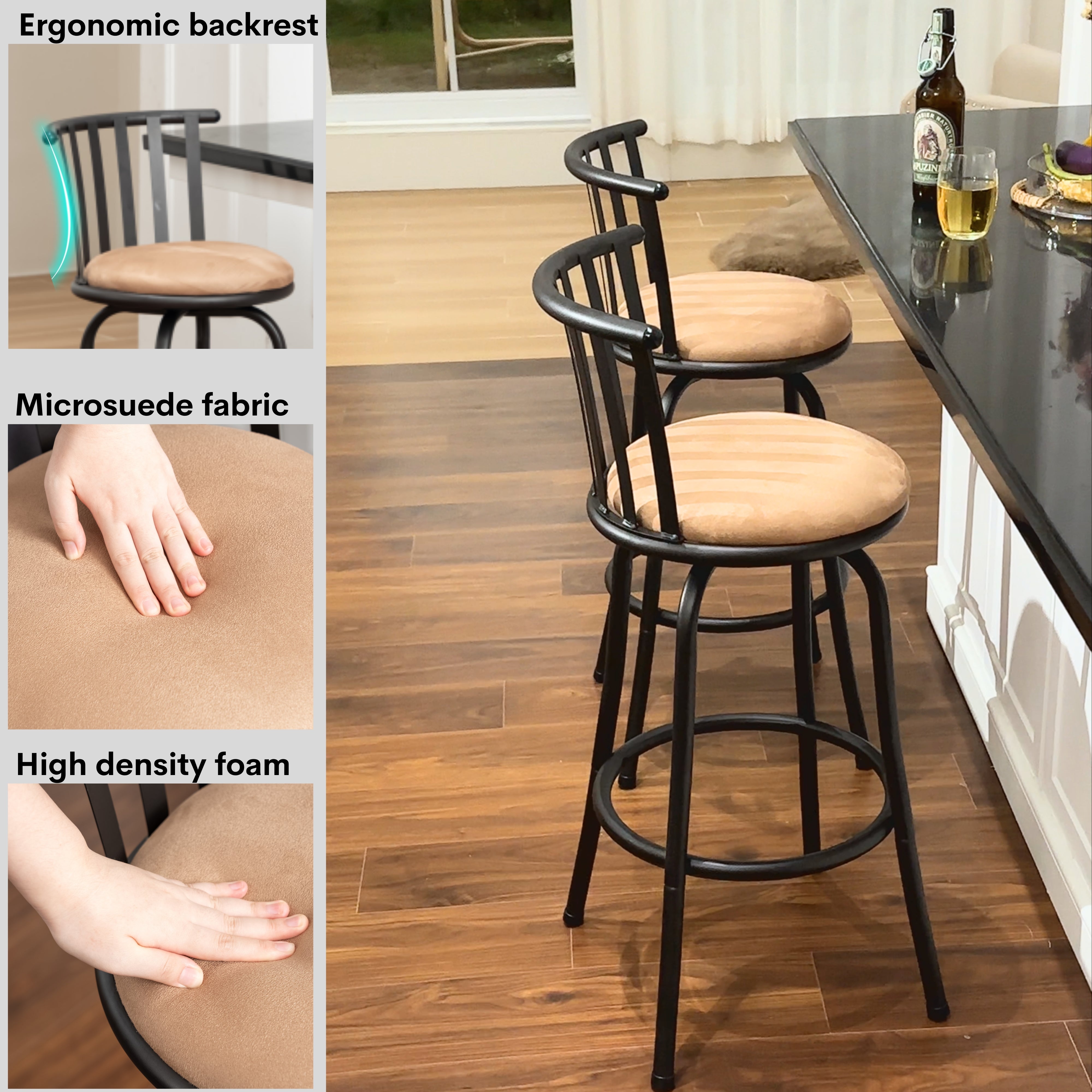 Homy Casa PISTIL 2PC 24“ Adjustable Counter Barstool Bronze Frame Suede Seat
Display Sample