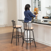 Pistil American Farmhouse Black Metal Bar Stools with Cushion-HOMY CASA