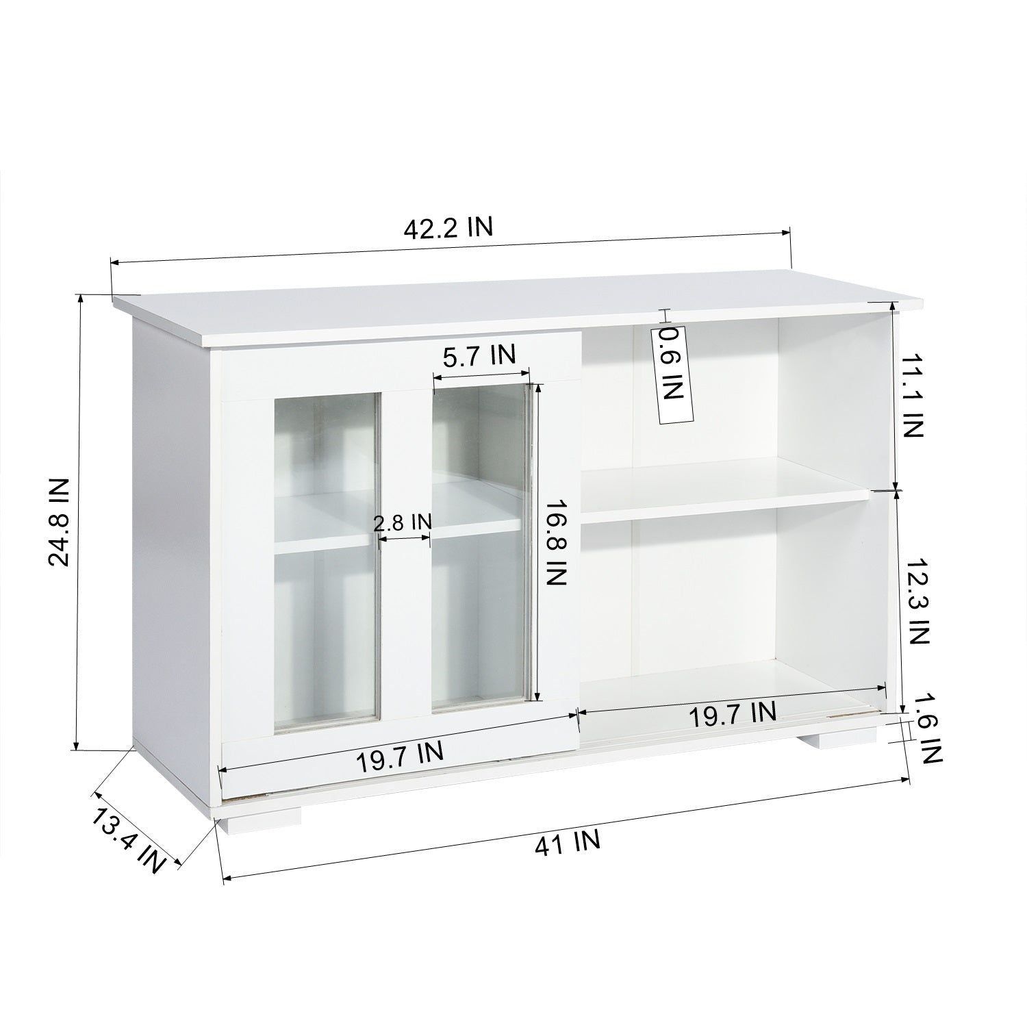 Homy Casa POLTER Y 42.13" W x 13.39" D x 24.8" H Storage Cabinet for Home Organization
