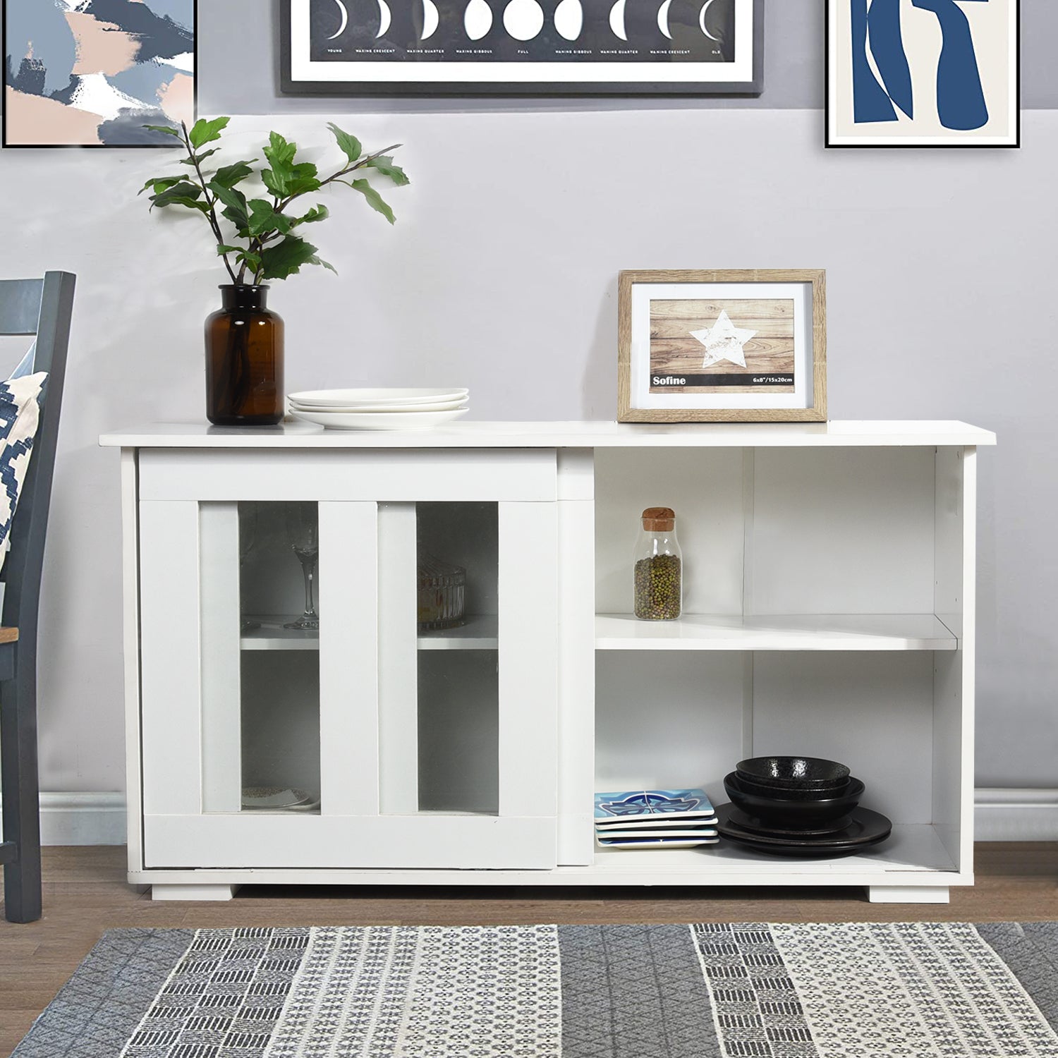 Homy Casa POLTER Y 42.13" W x 13.39" D x 24.8" H Storage Cabinet for Home Organization