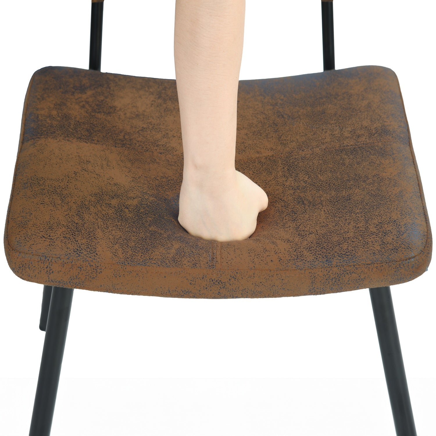 Stan Walnut Dining Table Set 63” Brown Table with 4 Pomona Upholstered Chairs Set of 5