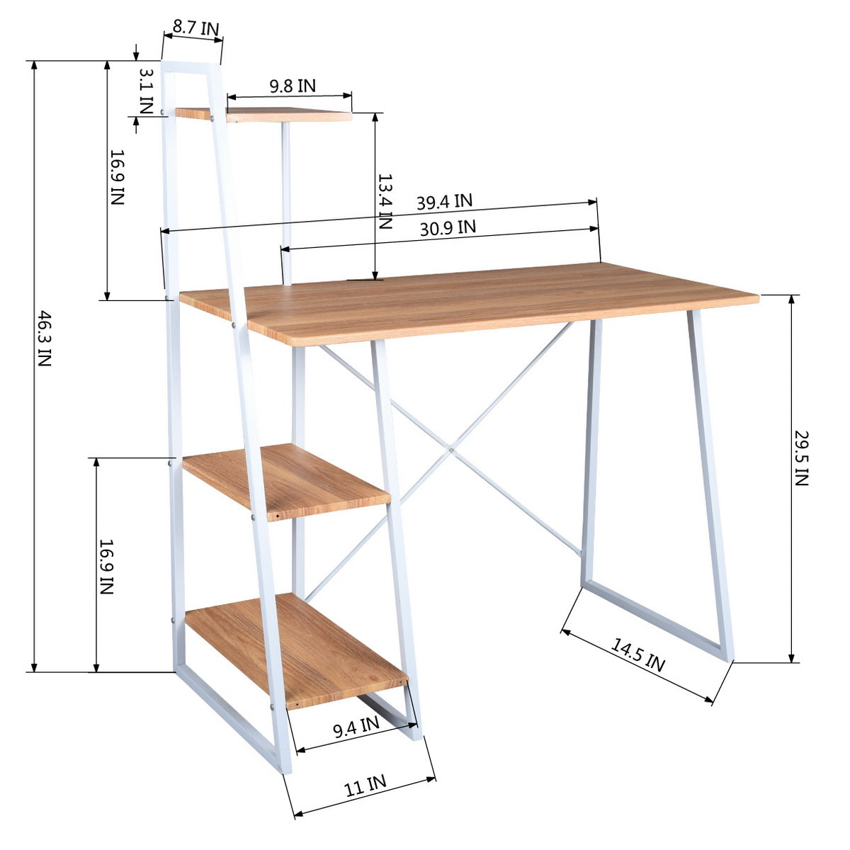 Homy Casa POUCHU OAK 40.94" Computer Desk for Home Office Workspace