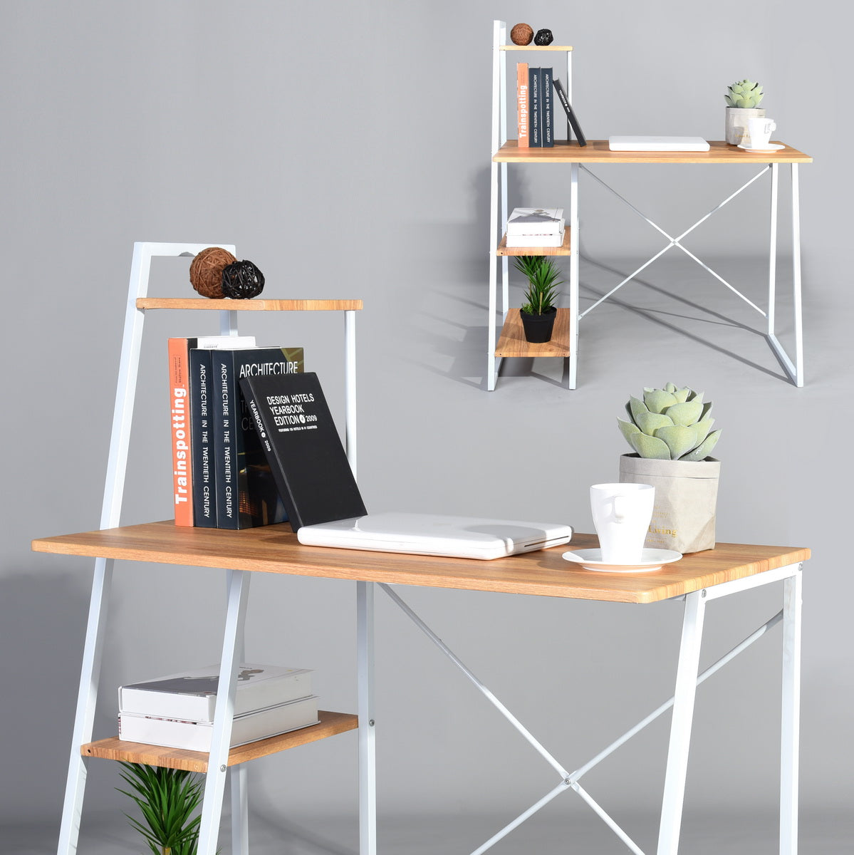 Homy Casa POUCHU OAK 40.94" Computer Desk for Home Office Workspace