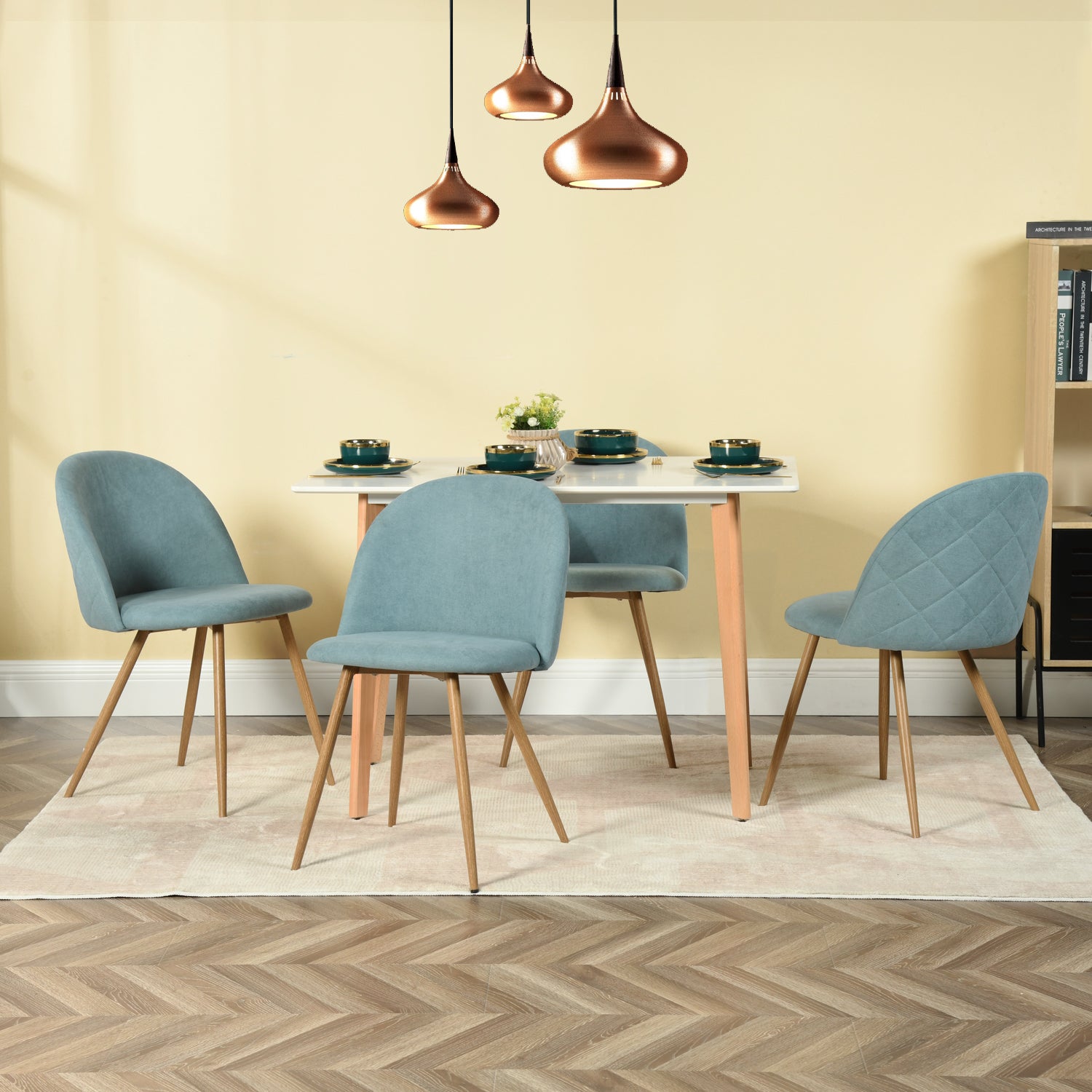 PUZ Modern Fabric Upholstered Dining Chairs with Metal Legs Set of 2 / 4