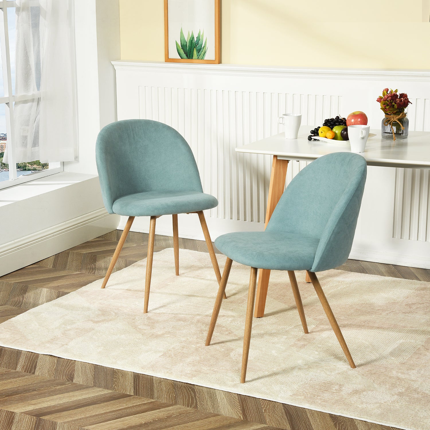 BISCUIT Fabric Upholstered Dining Chair Set of 2