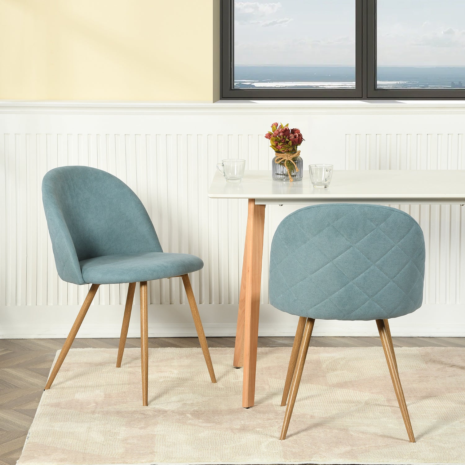 PUZ Modern Fabric Upholstered Dining Chairs with Metal Legs Set of 2 / 4