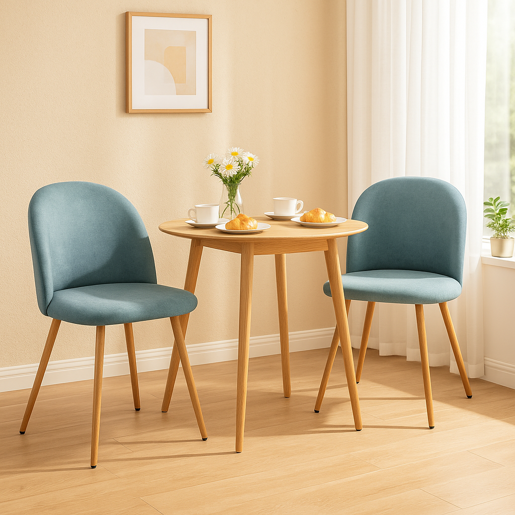 Homy Casa PUZ Modern Fabric Upholstered Dining Chairs with Metal Legs Set of 2 / 4