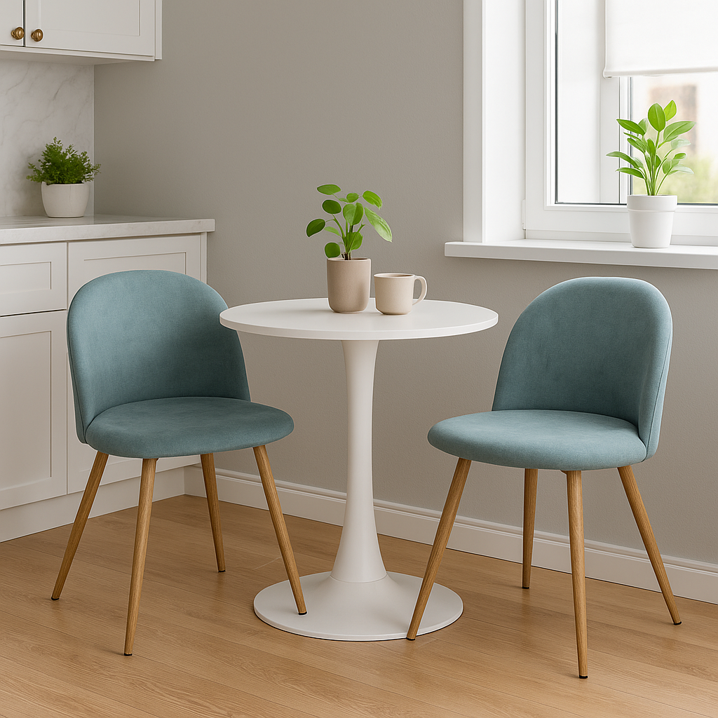 Homy Casa PUZ Modern Fabric Upholstered Dining Chairs with Metal Legs Set of 2 / 4