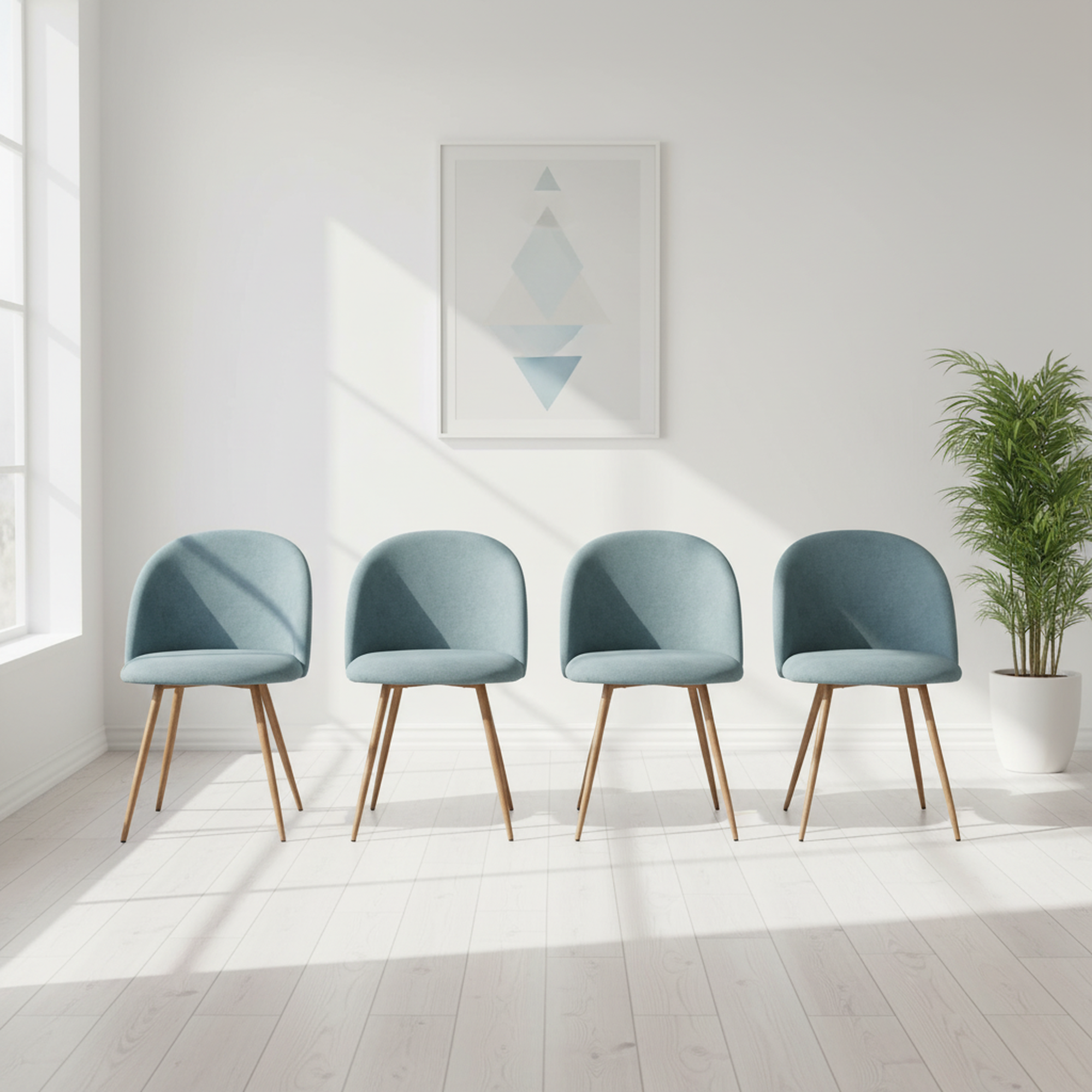 Homy Casa PUZ Modern Fabric Upholstered Dining Chairs with Metal Legs Set of 2 / 4