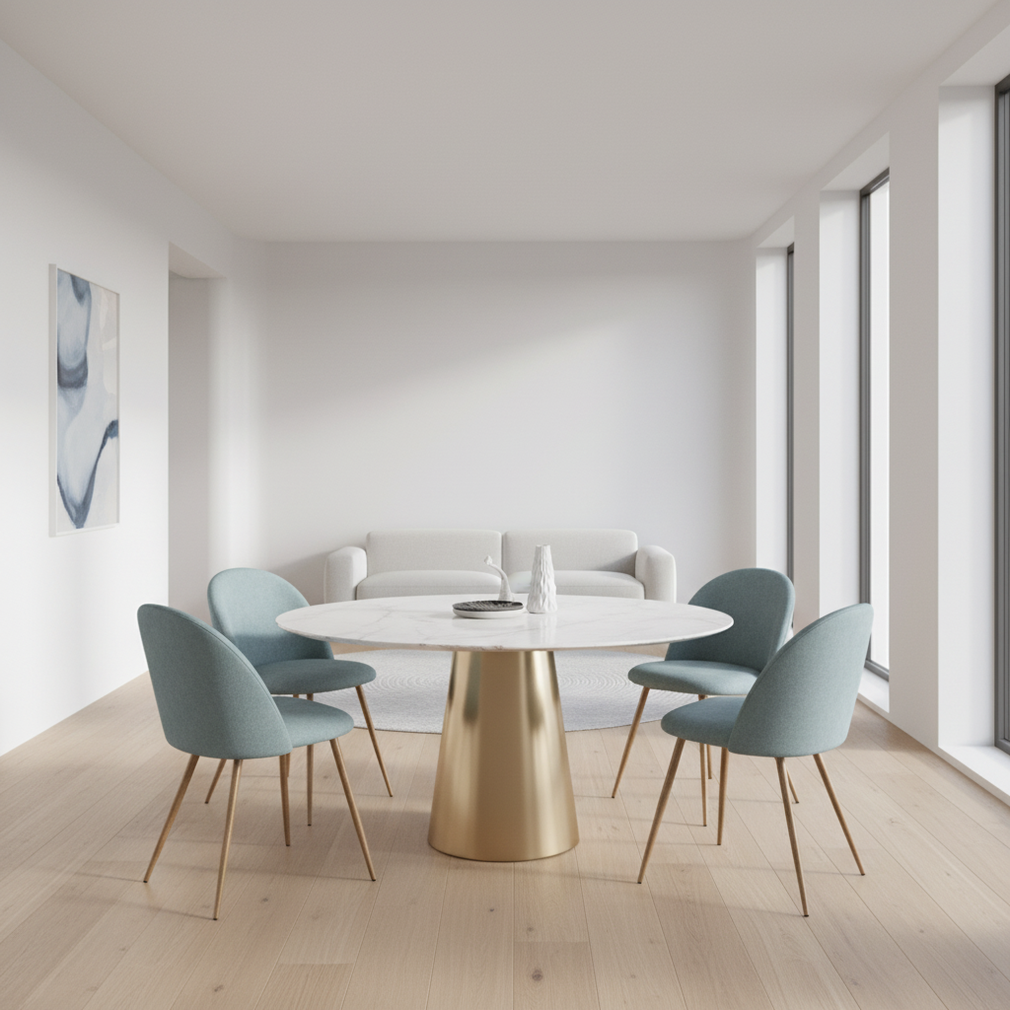 Homy Casa PUZ Modern Fabric Upholstered Dining Chairs with Metal Legs Set of 2 / 4